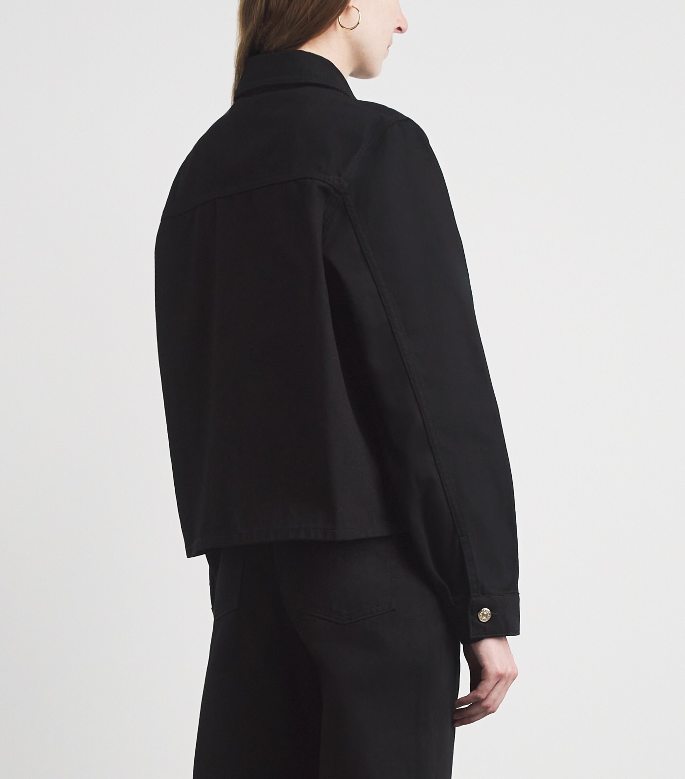 Claudie Pierlot Womens Contrast-Stitch Denim Jacket Black Denim Image 5