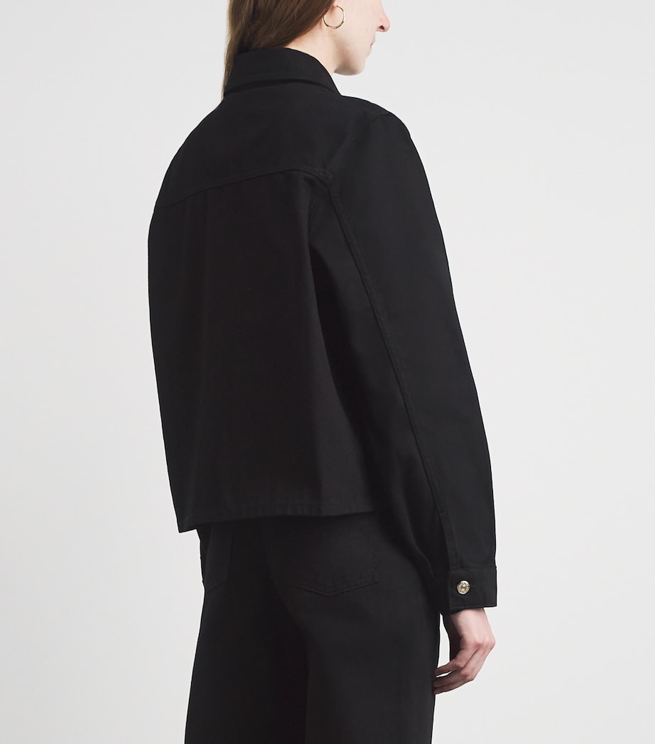 Claudie Pierlot Womens Contrast-Stitch Denim Jacket Black Denim Image 5