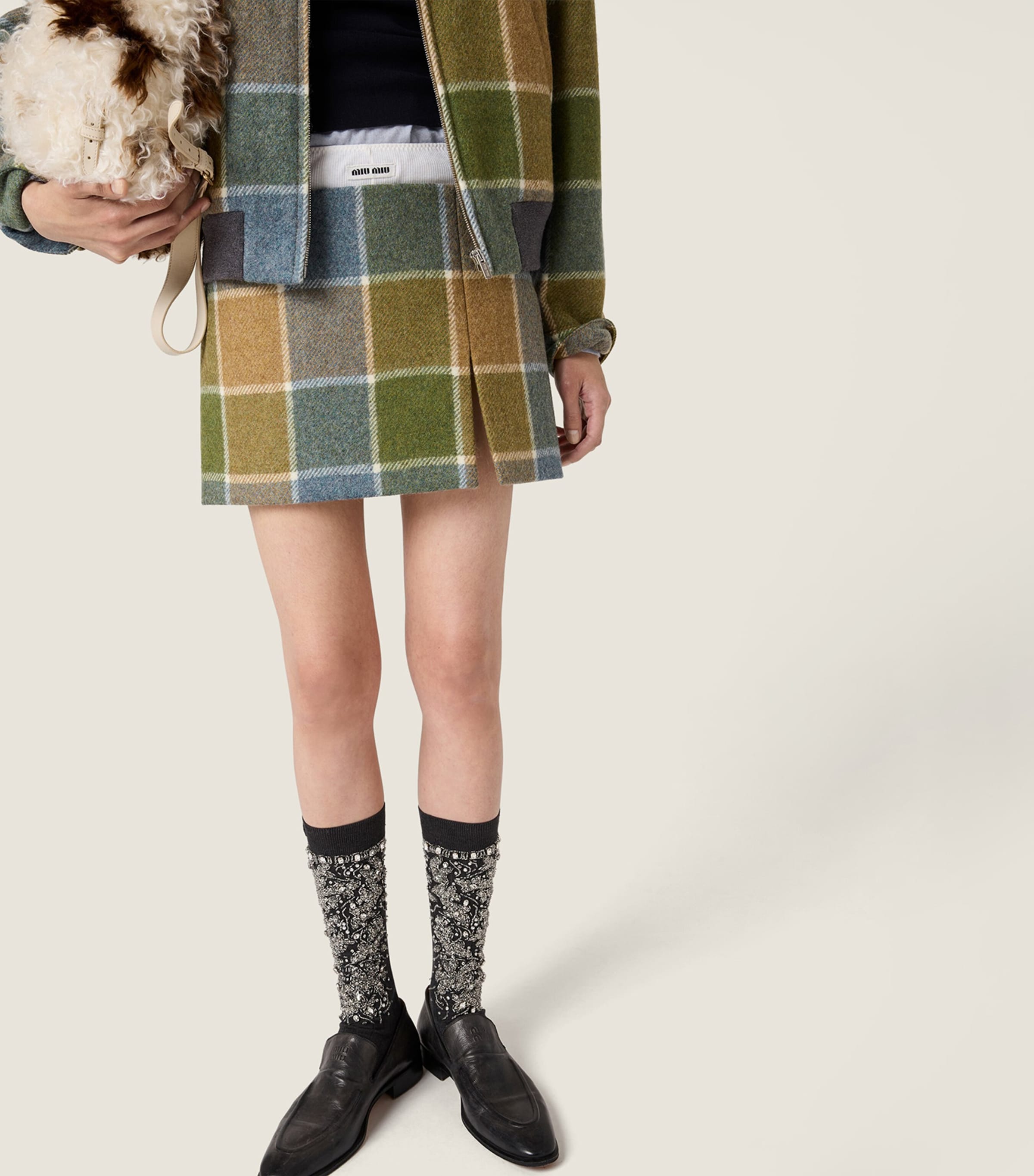 Wool Check Mini Skirt F0XX7 Image 4