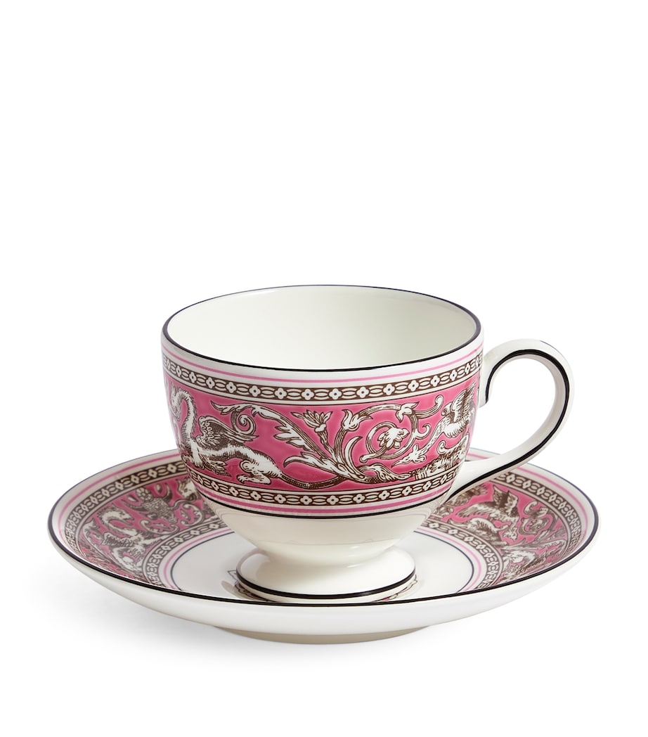 Florentine Fuchsia Teacup & Saucer PINK Image 1