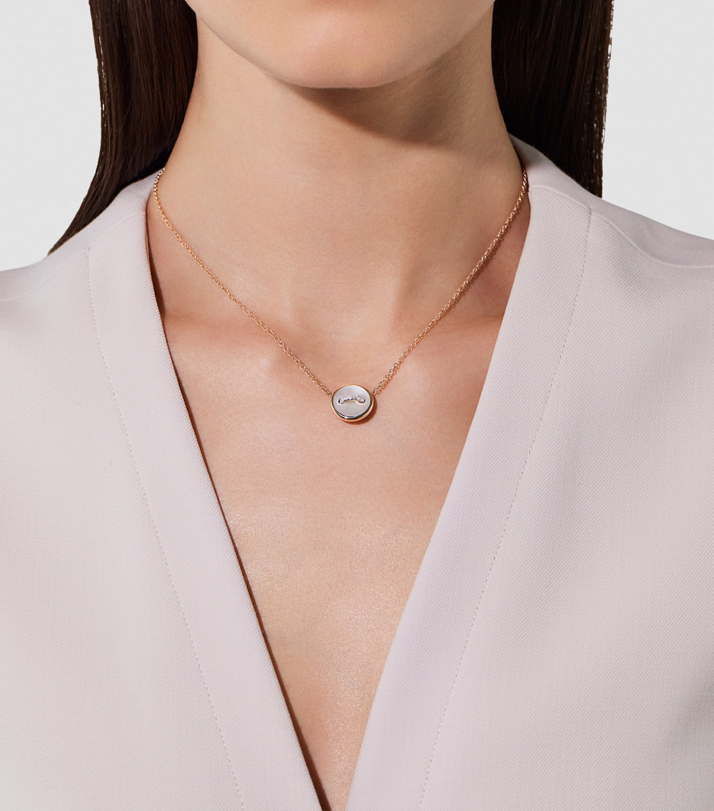 Rose Gold, Diamond and Mixed Stone Pom Pom Dot Necklace DB0MP Image 3