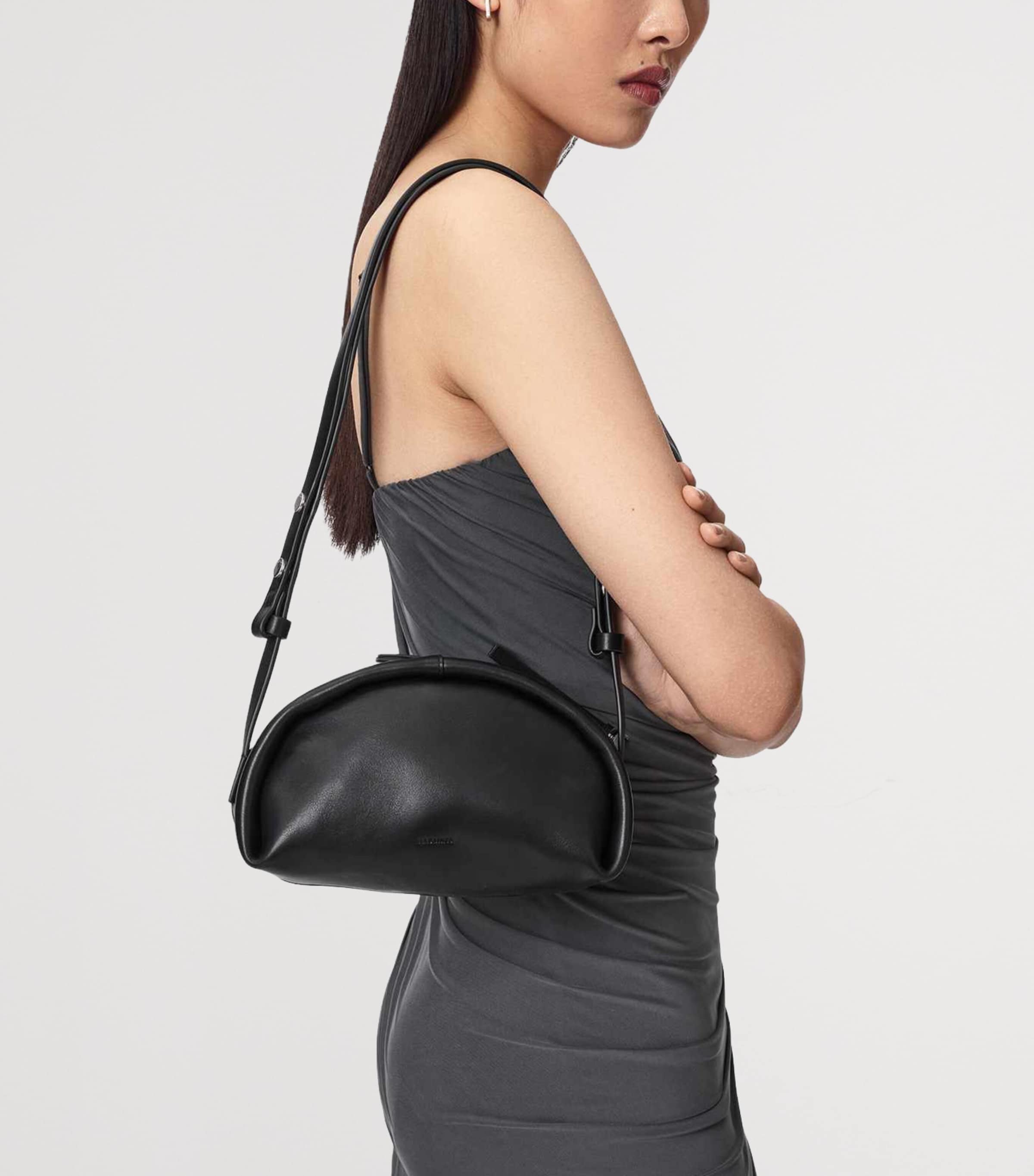 AllSaints Leather Rosalie Arc Cross-Body Bag Black/silver Image 2