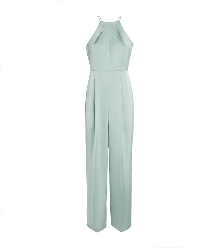 Satin Halterneck Jumpsuit WATER GREEN Image 1