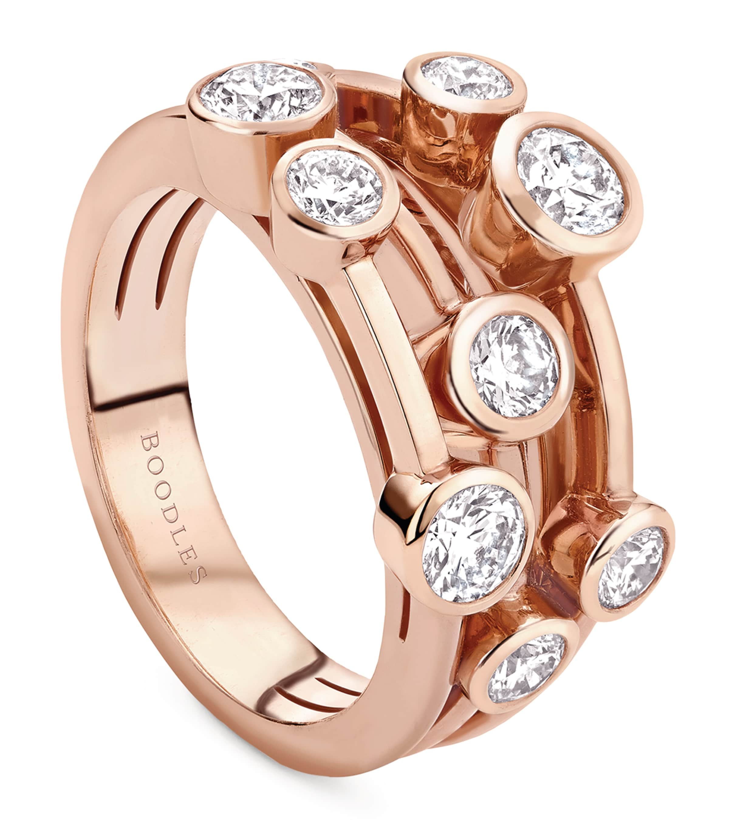 Shop Boodles Rose Gold And Diamond Classic Raindance Ring