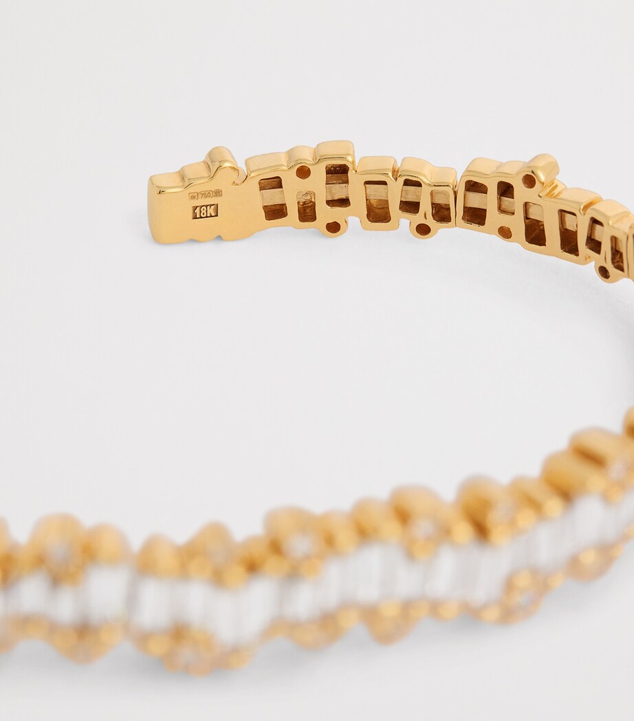 Small Yellow Gold and Diamond Shimmer Audrey Bangle 18K YG/WD Image 5