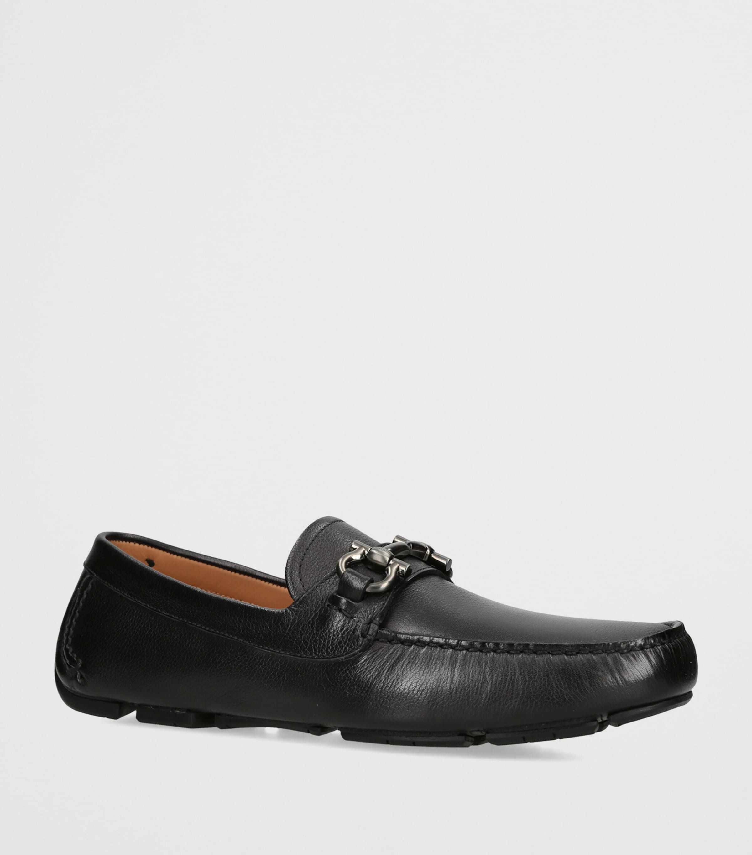 Salvatore Ferragamo Black Leather Parigi Driving Shoes | Harrods US