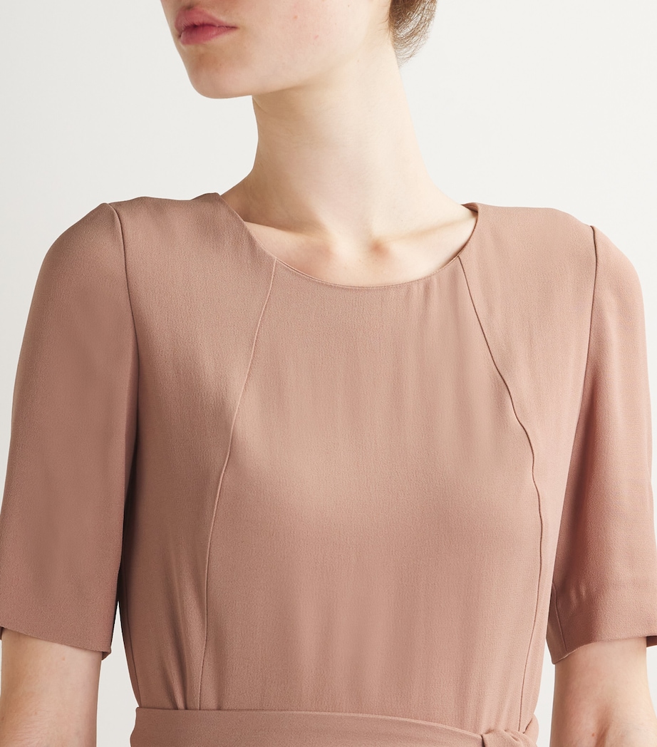 Asymmetric Belted Midi Dress POWDER PINK Image 4