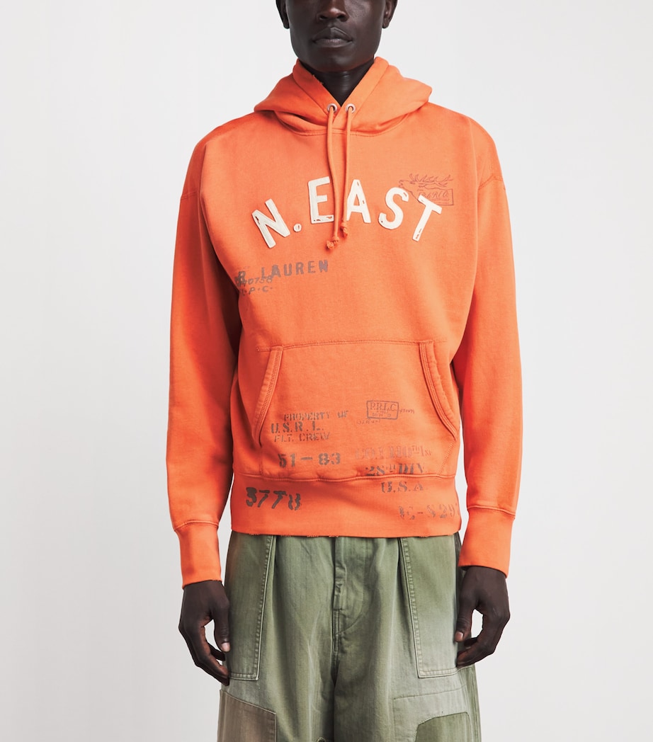 Polo Ralph Lauren Mens Graphic Print Hoodie Kona Orange Image 4