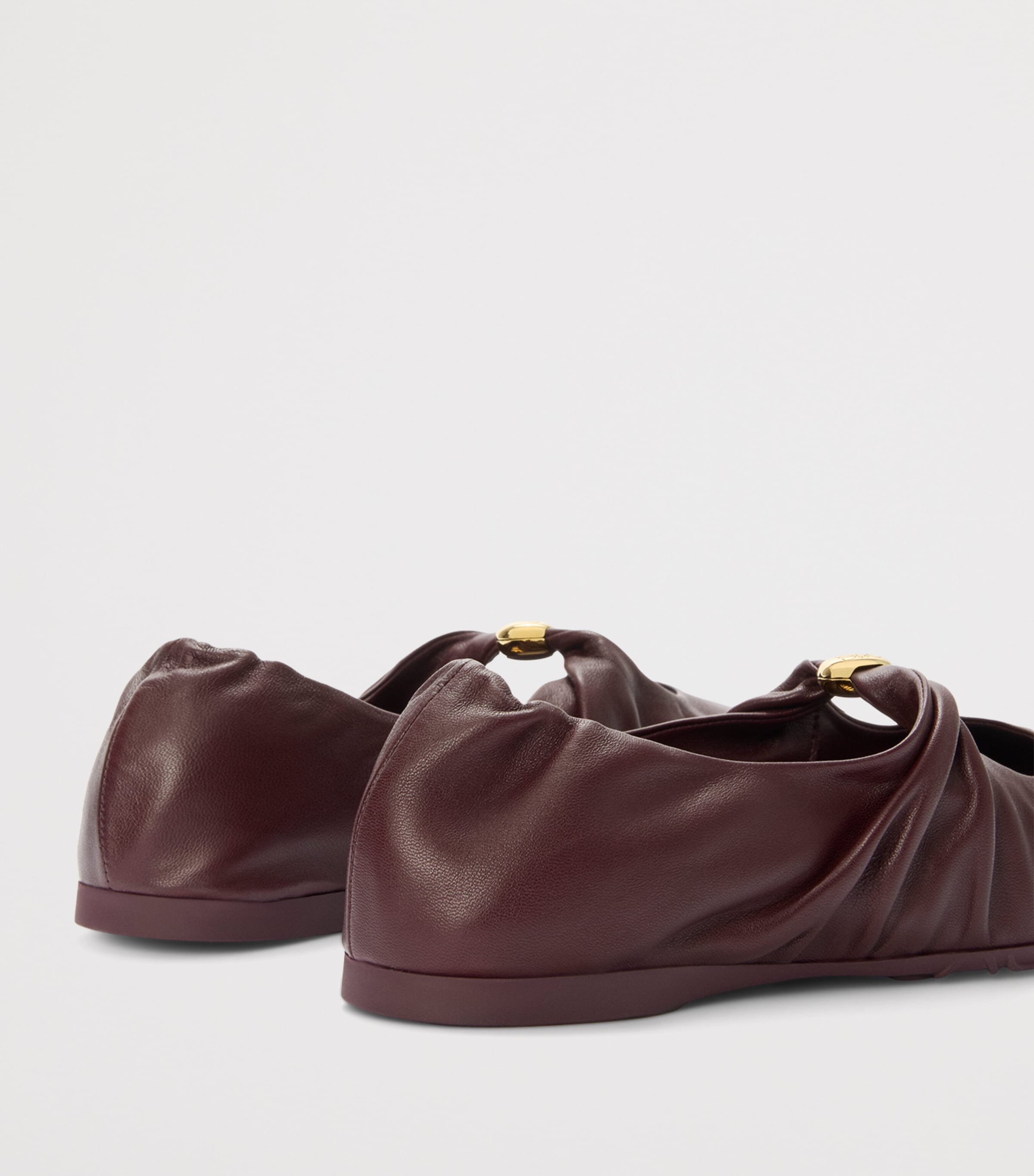 Leather Pebble Soft Ballet Flats BURGUNDY Image 4