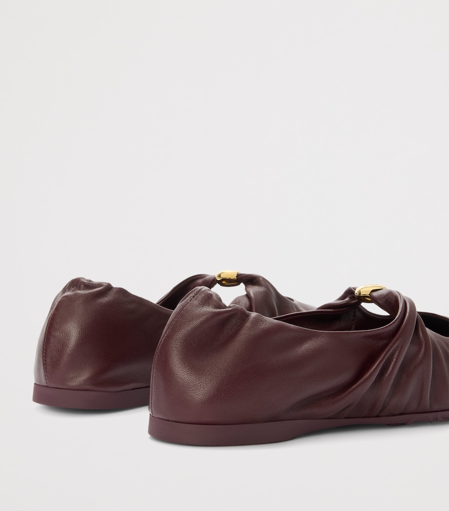 Leather Pebble Soft Ballet Flats BURGUNDY Image 4