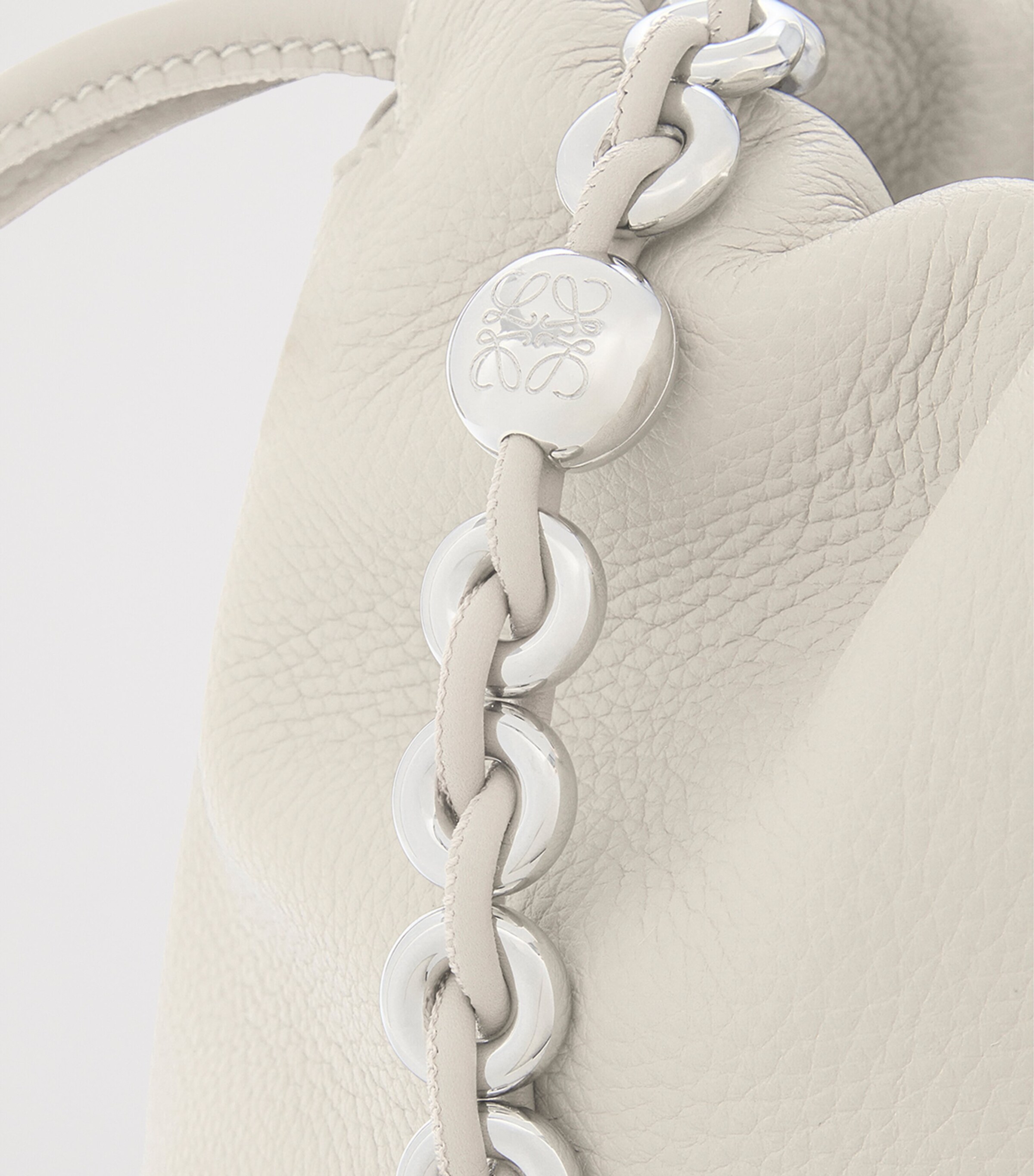 LOEWE Medium Leather Flamenco Purse Soft White Image 10