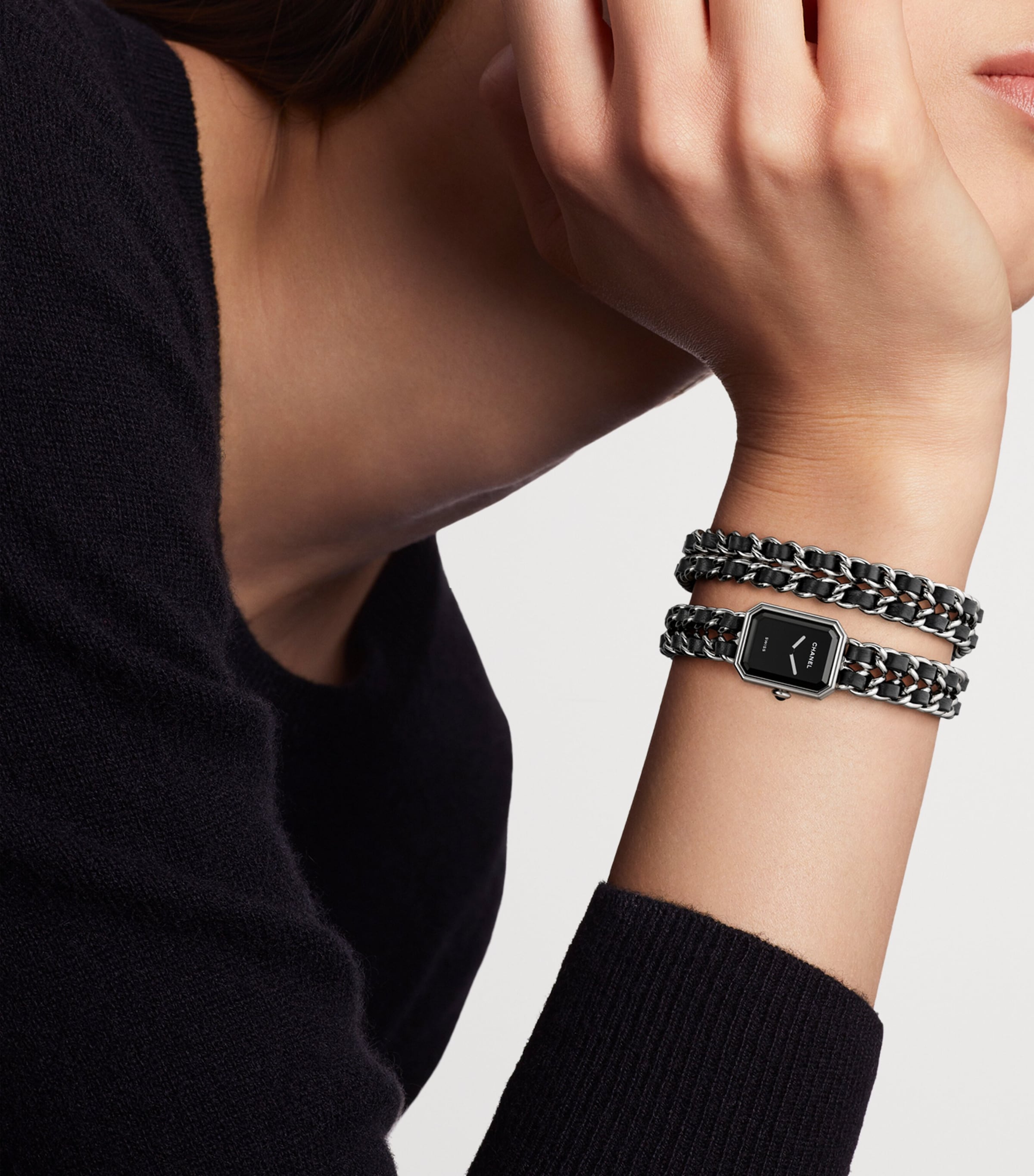 Coated Steel Première Iconic Chain Double Row Watch 19.7mm BLACK Image 2