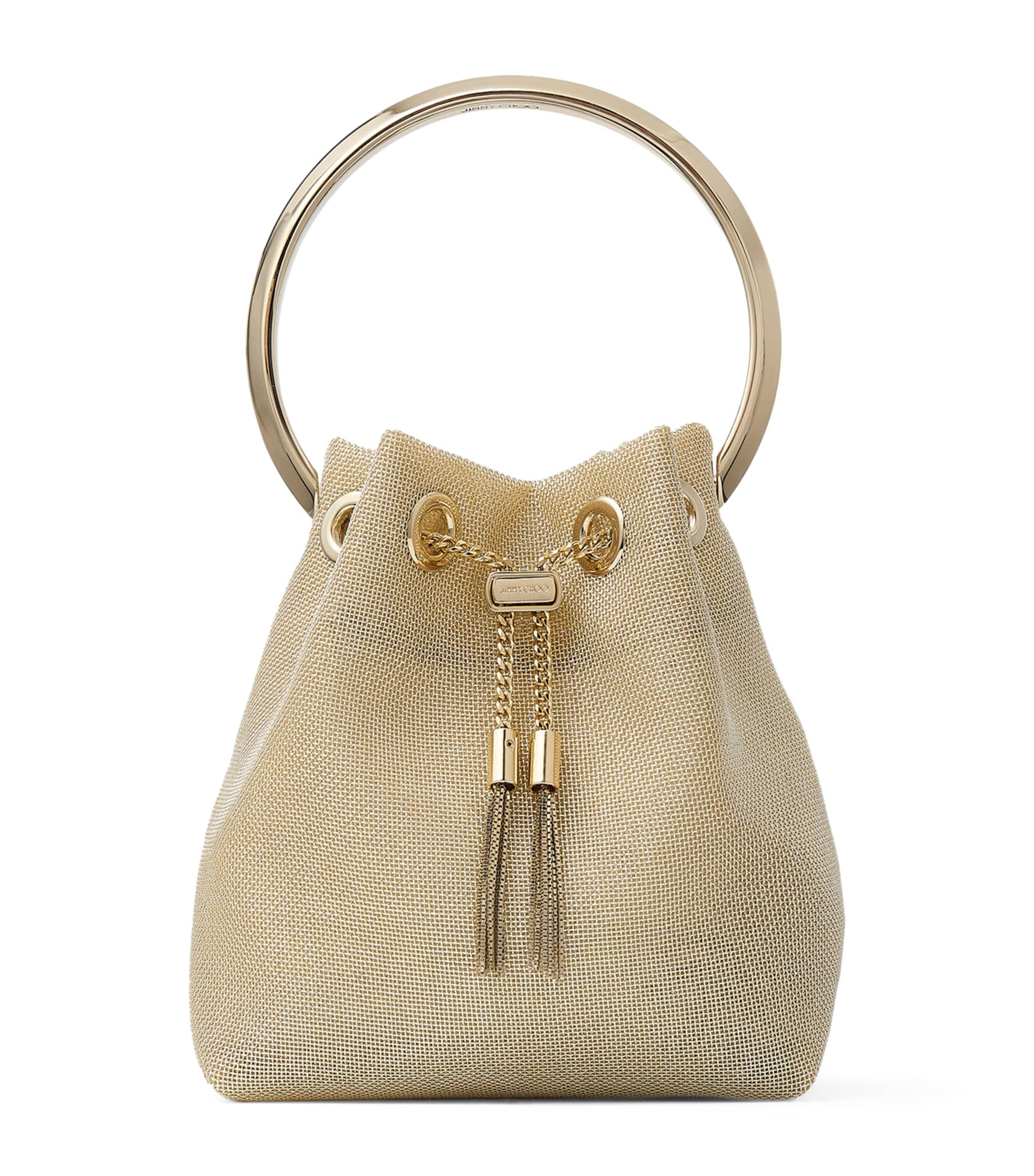 Jimmy Choo Bon Bon Mesh Top-handle Bag In Gold