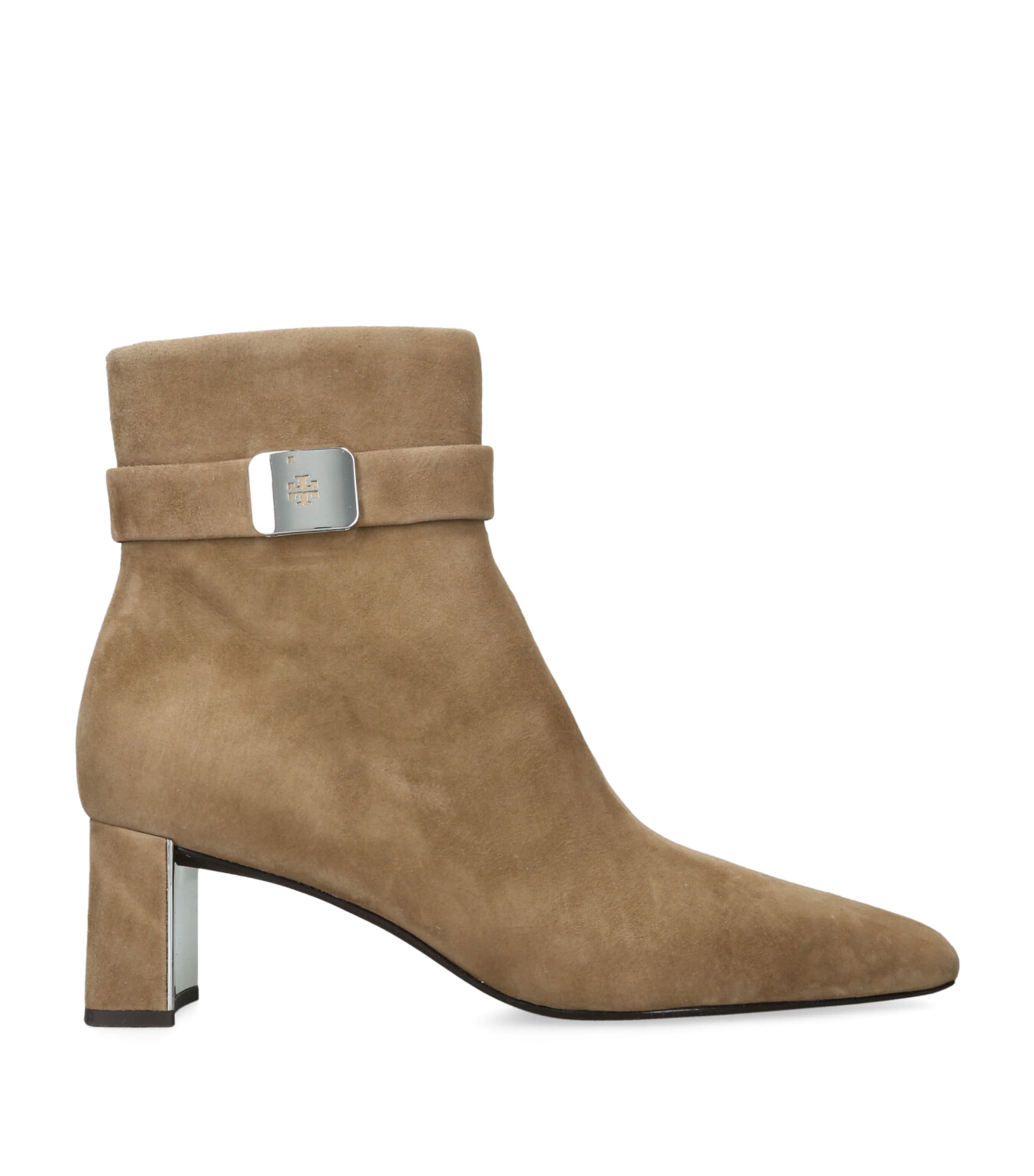 Tory Burch Georgia Suede Ankle Boots With Block Heel In Brown