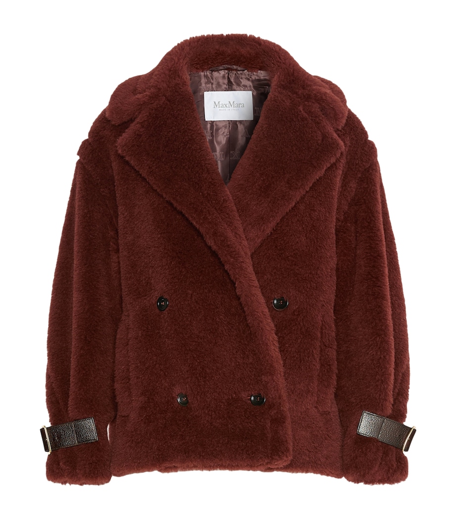Max Mara Womens Alpaca-Blend Short Teddy Coat Rust Image 1