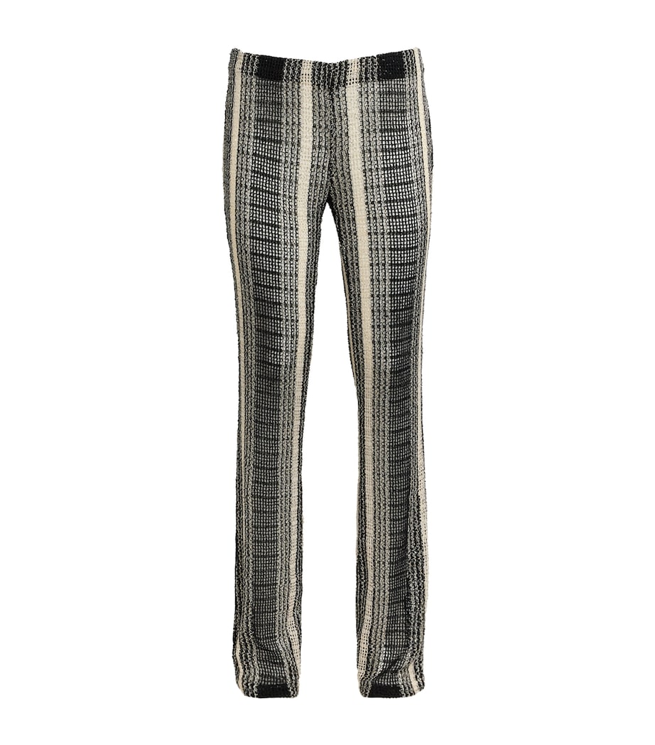Missoni Womens Crochet Stripe Flared Trousers White/black Image 1