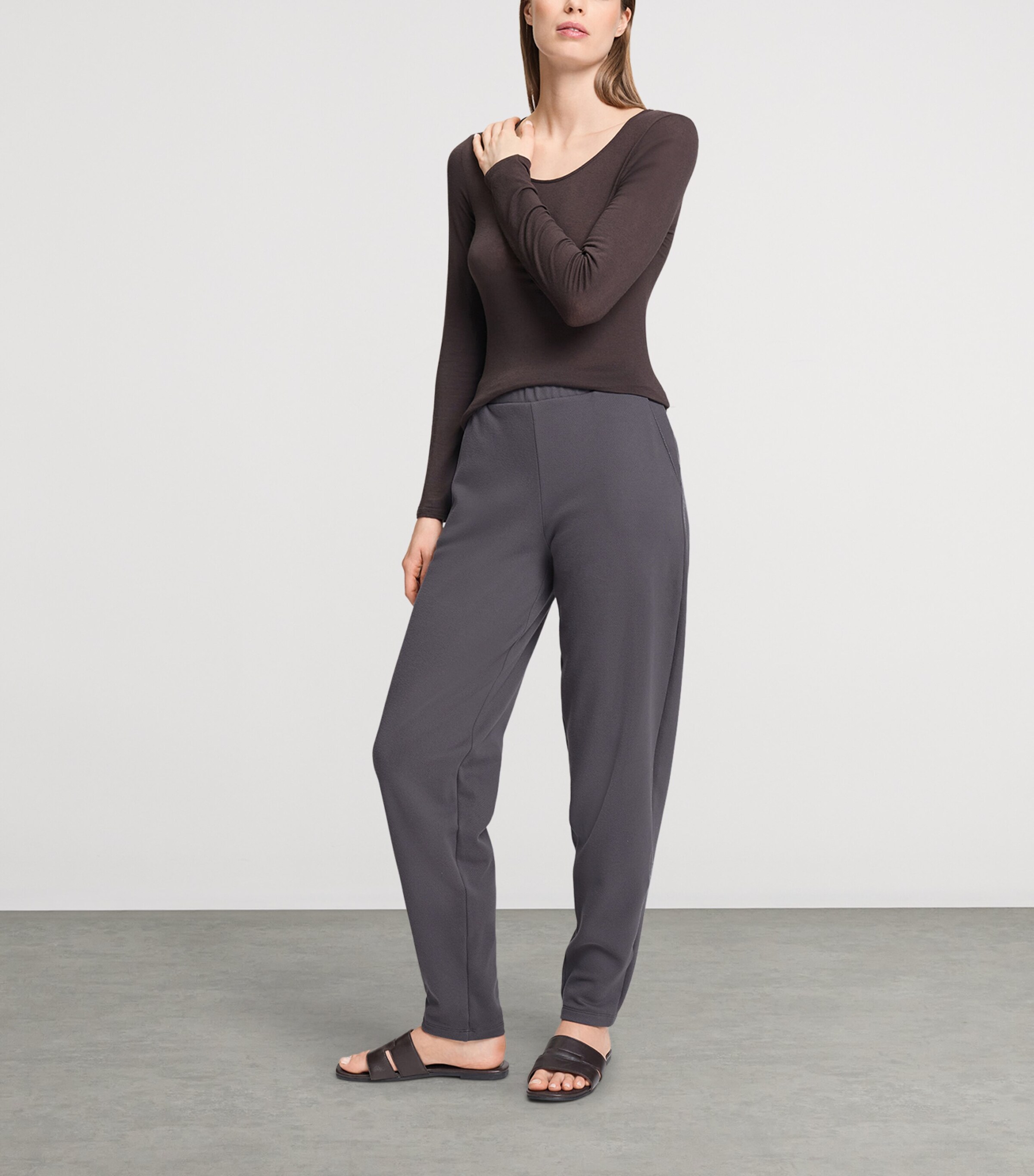 Hanro Womens Cotton-Blend Easy Wear Trousers Dark Sesame Image 2