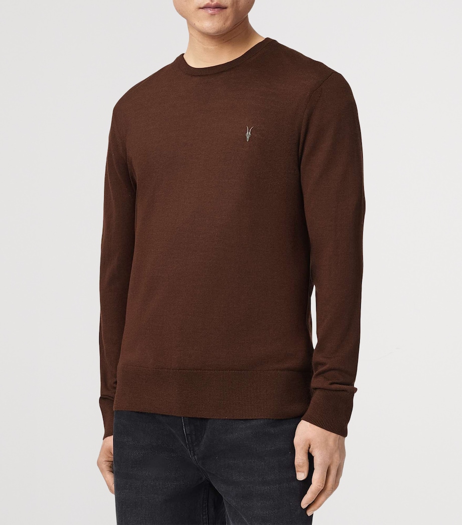 AllSaints Mens Merino Wool Mode Sweater Hot Choc Brown Image 3