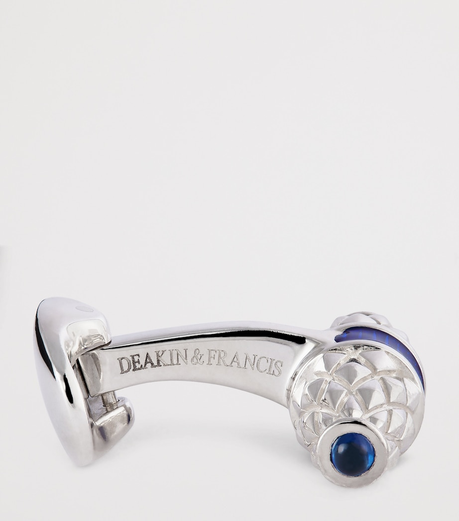 Sterling Silver Sapphire-Trim Cufflinks BLUE Image 4