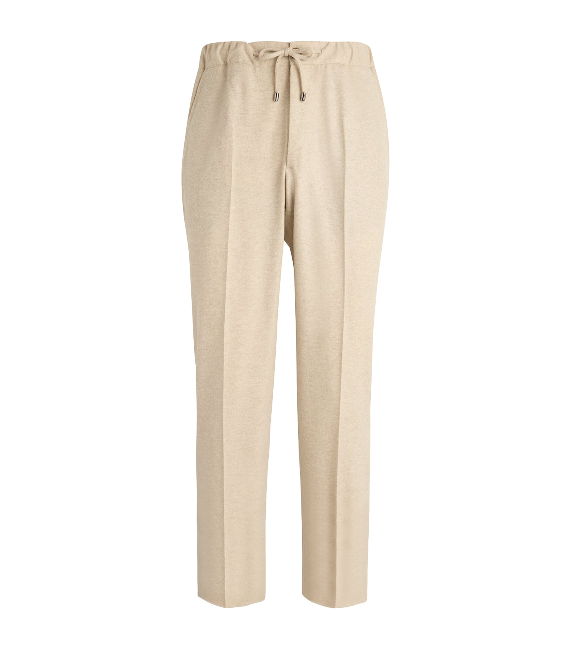 Fioroni Cashmere Virgin Wool-cashmere Drawstring Trousers In Beige