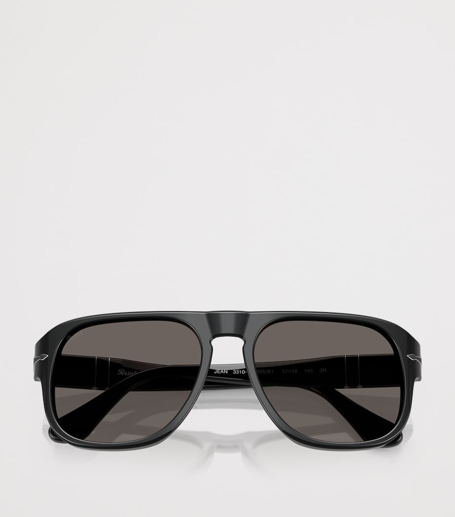 Persol Acetate Jean Rectangle Sunglasses Black Image 5