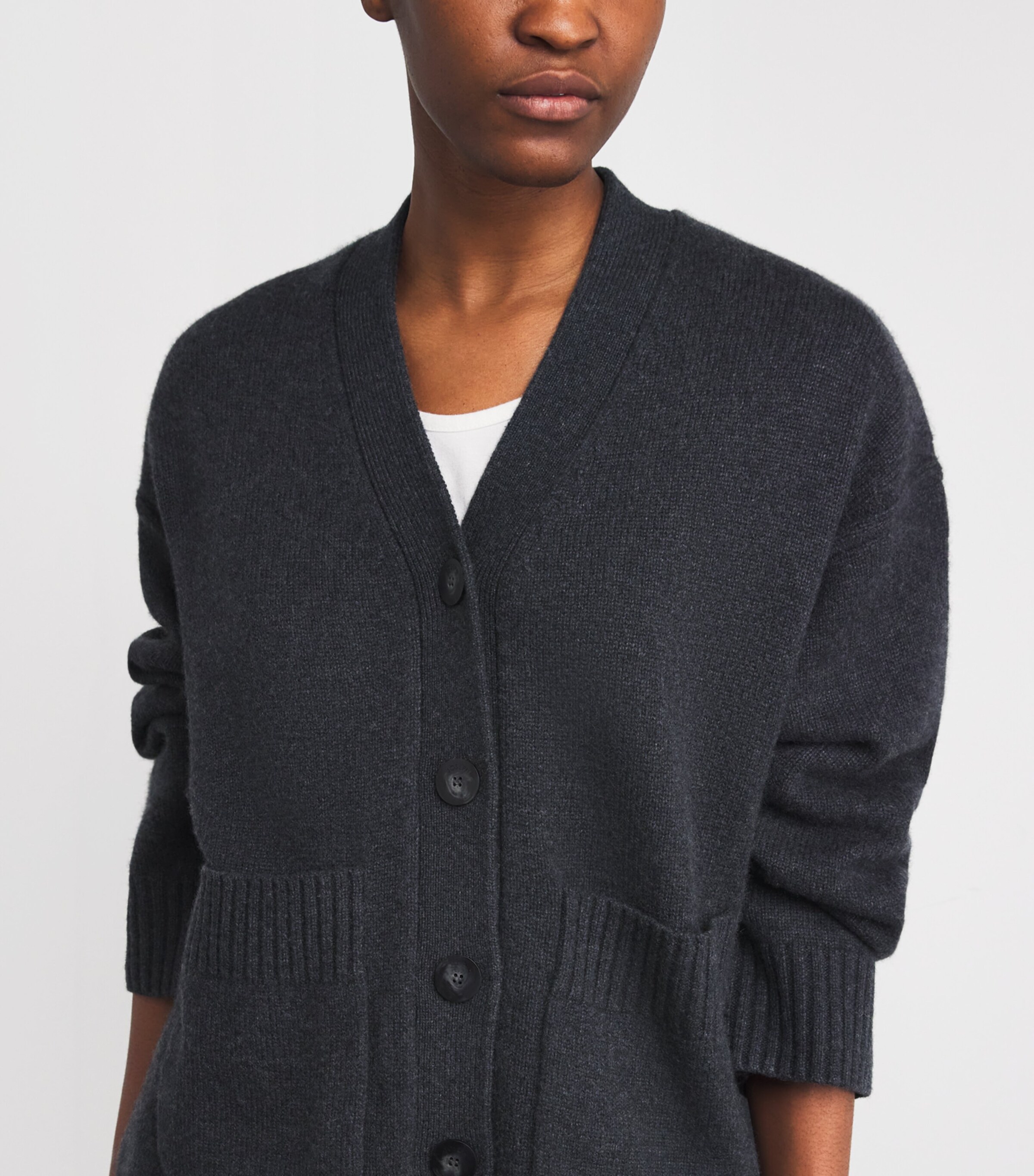 Joseph Womens Luxe Cashmere V-Neck Cardigan Dark Smoke Image 6