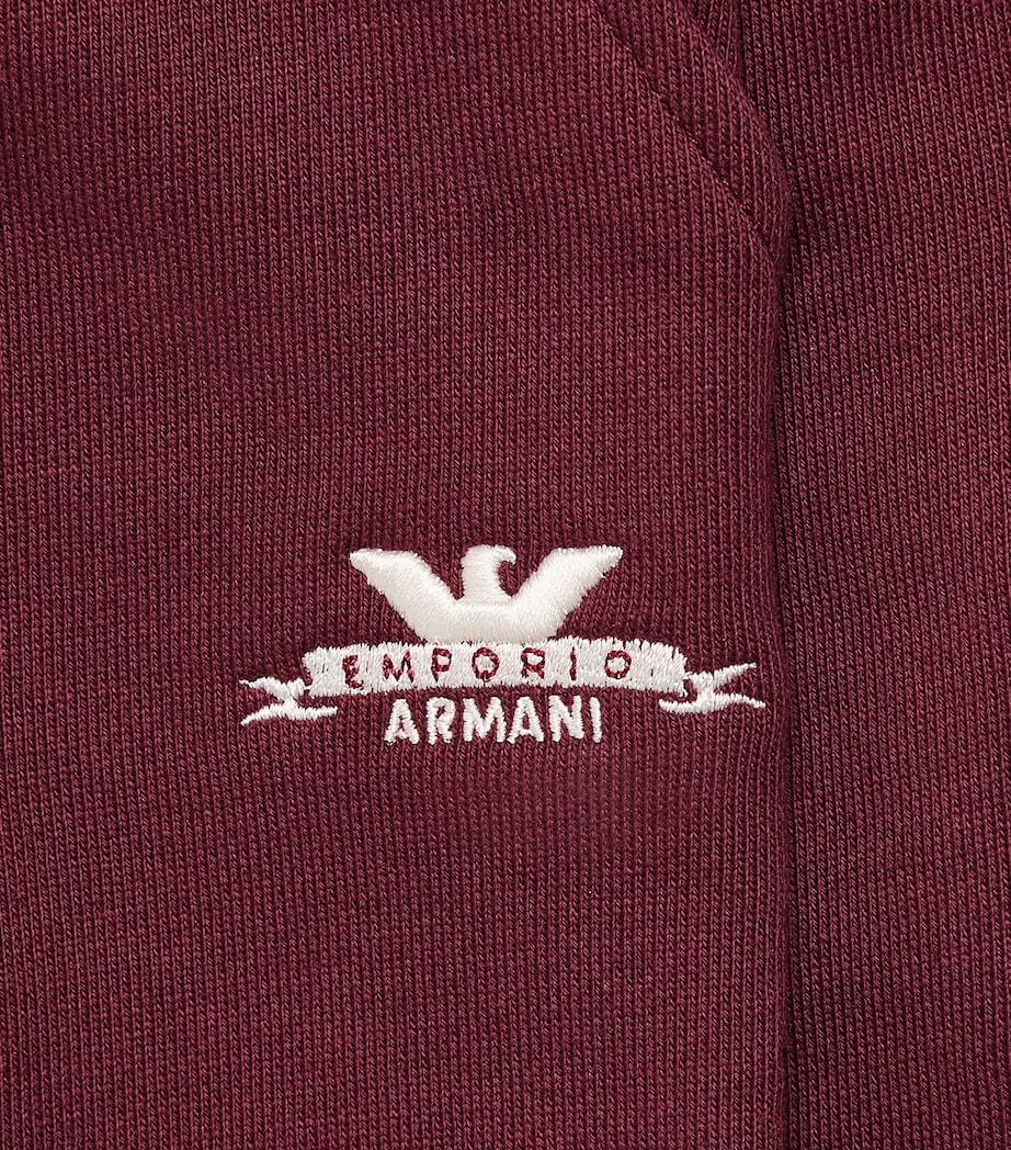 Emporio Armani Kids Cotton Logo Sweatpants (6-36 Months) Maroon Banner Image 4