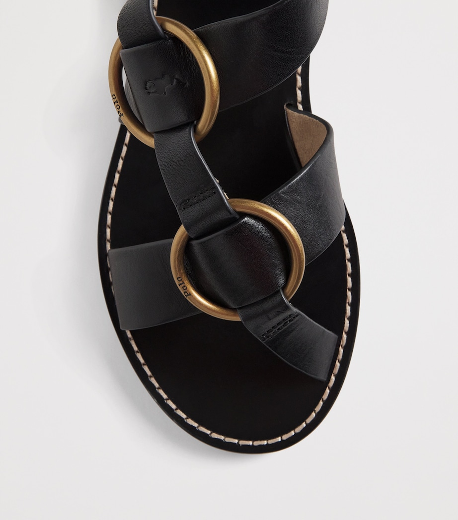 Leather Double O-Ring Sandals BLACK Image 4