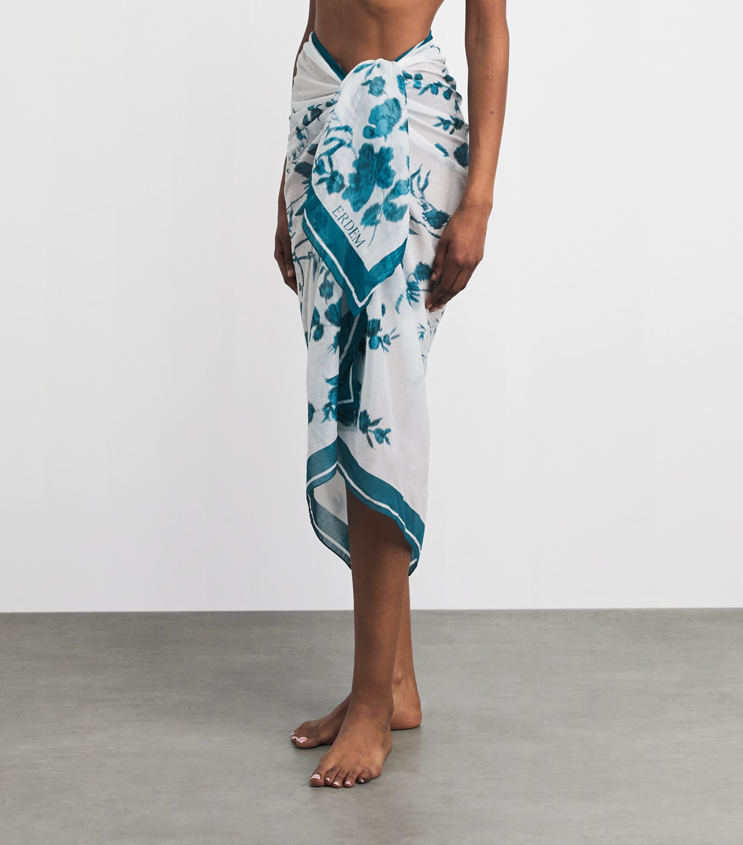 Erdem Womens Cotton Voile Printed Pareo Wld Frn Btncl Drm Bl Image 4