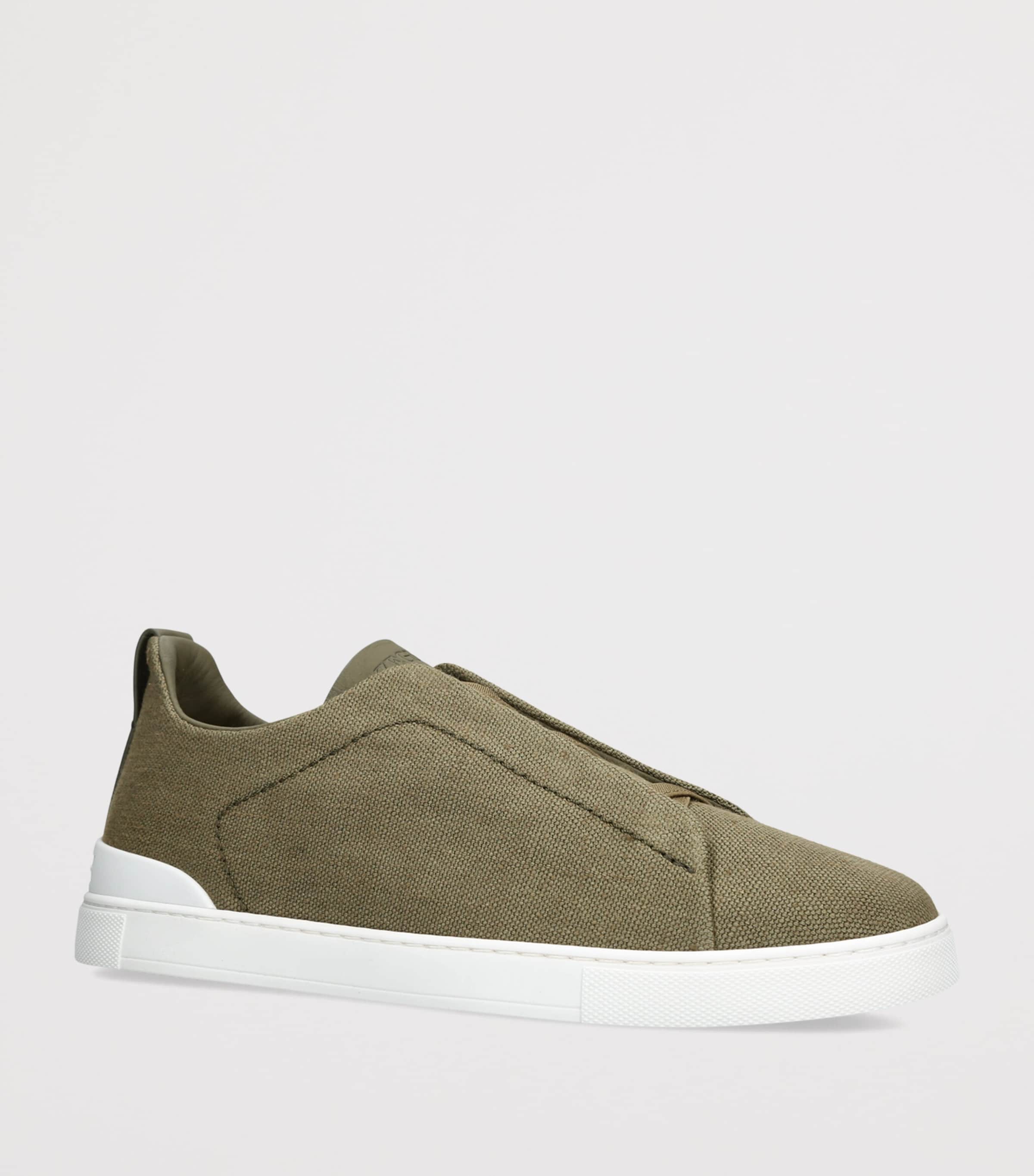 Zegna Canvas Triple Stitch Sneakers Mid Green Image 3