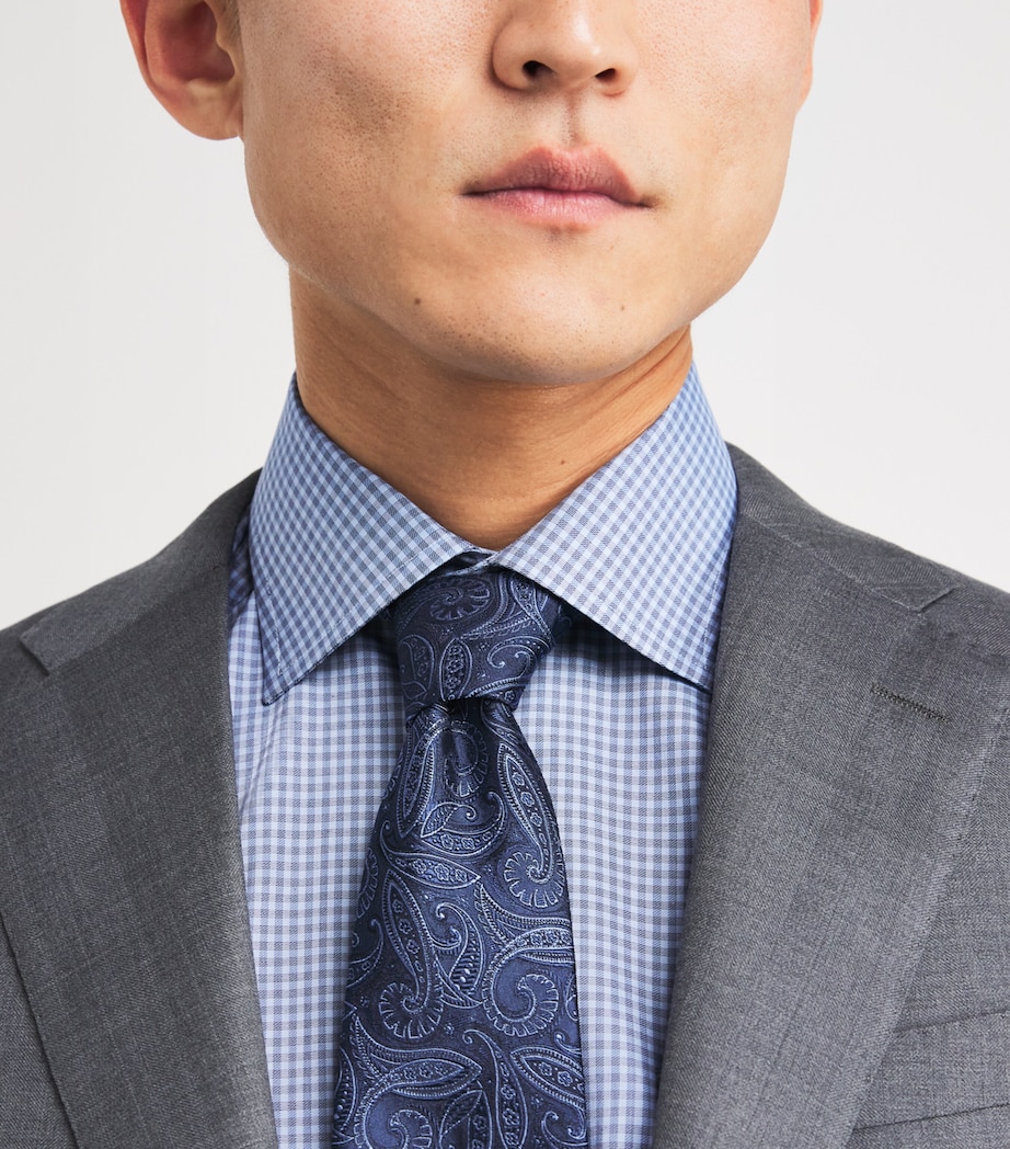 Cotton Twill Check Slim Shirt 26 DARK BLUE Image 6