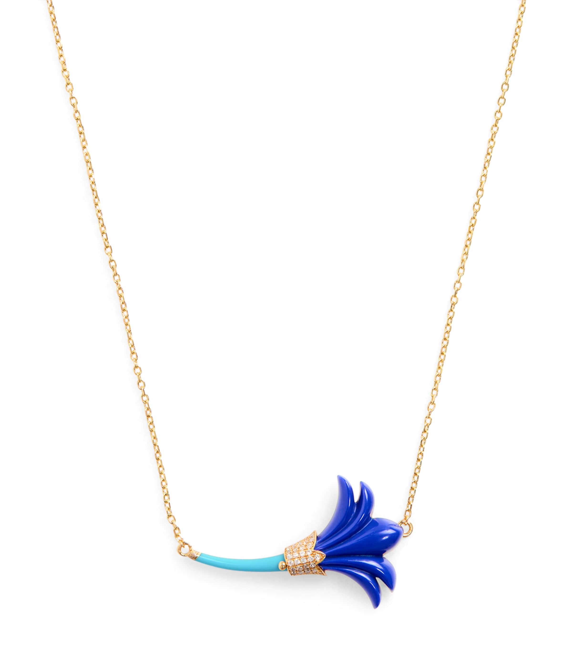 L'atelier Nawbar Yellow Gold, Diamond, Lapis And Turquoise Psychedeliah Necklace In Gold