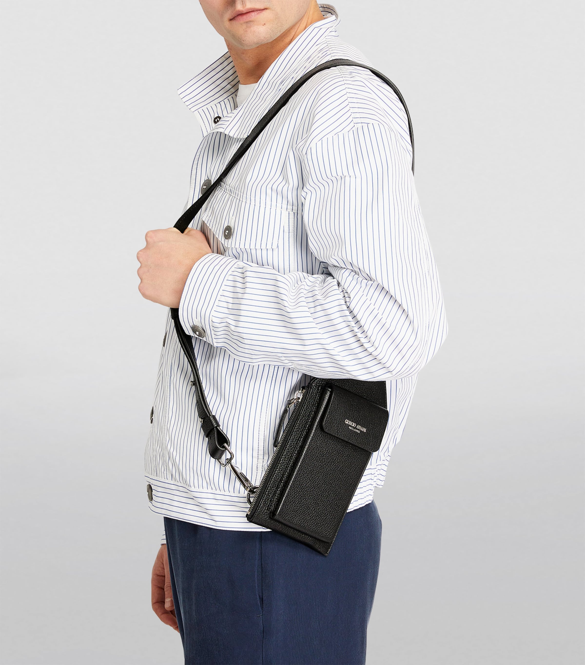 Giorgio Armani Black Leather Cross-Body Bag | Harrods US