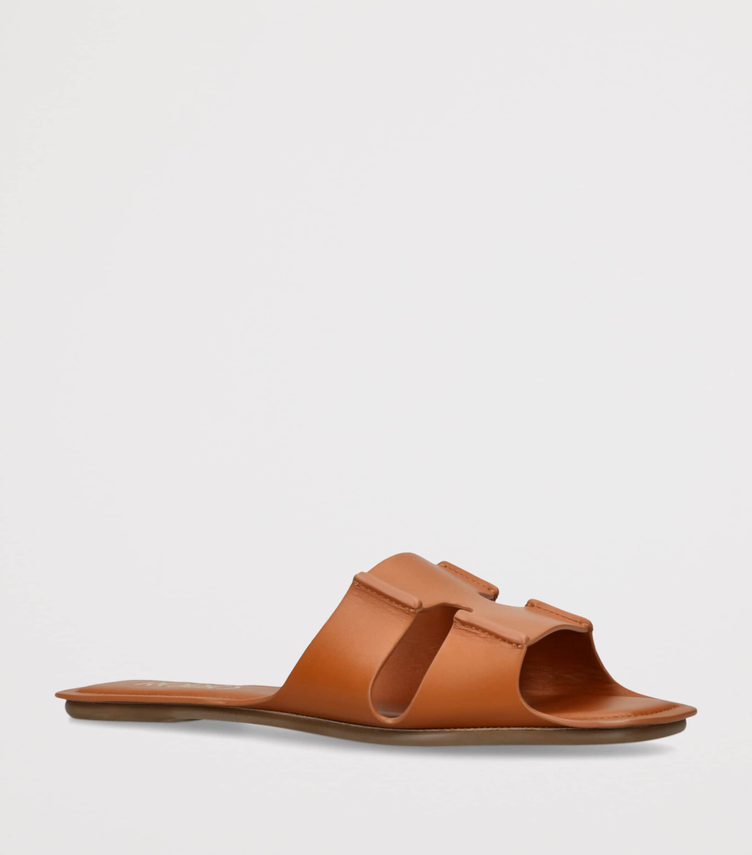 Rodo Leather Sellier Flat Sandals Tan Image 3