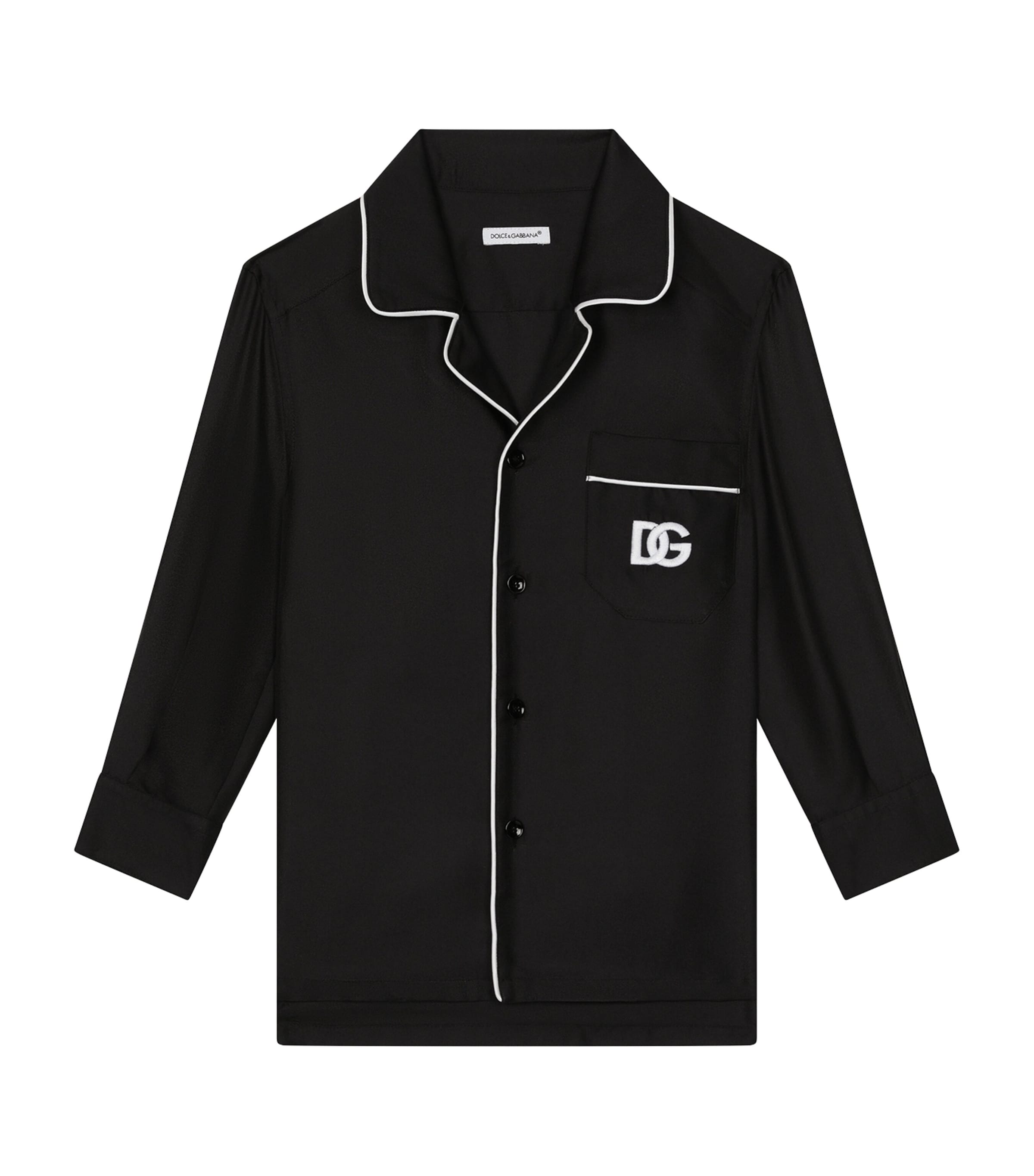 Dolce & Gabbana Kids' Silk Pyjama Shirt In Black