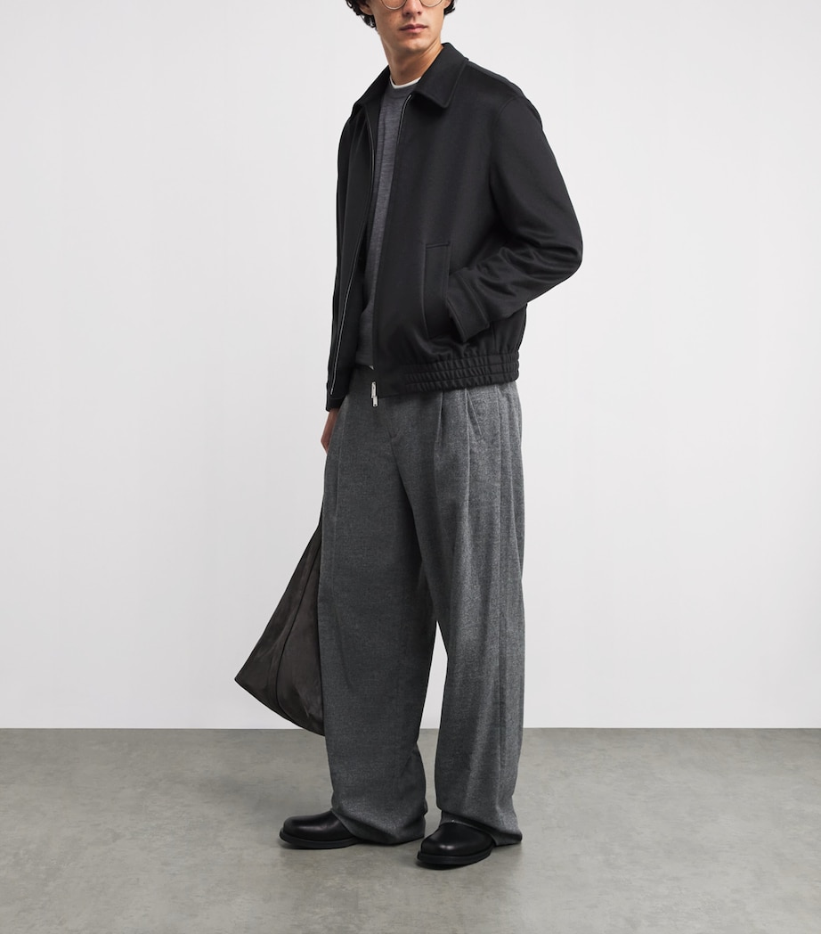 Cashmere-Wool Bomber Jacket 850-NAVY Image 2