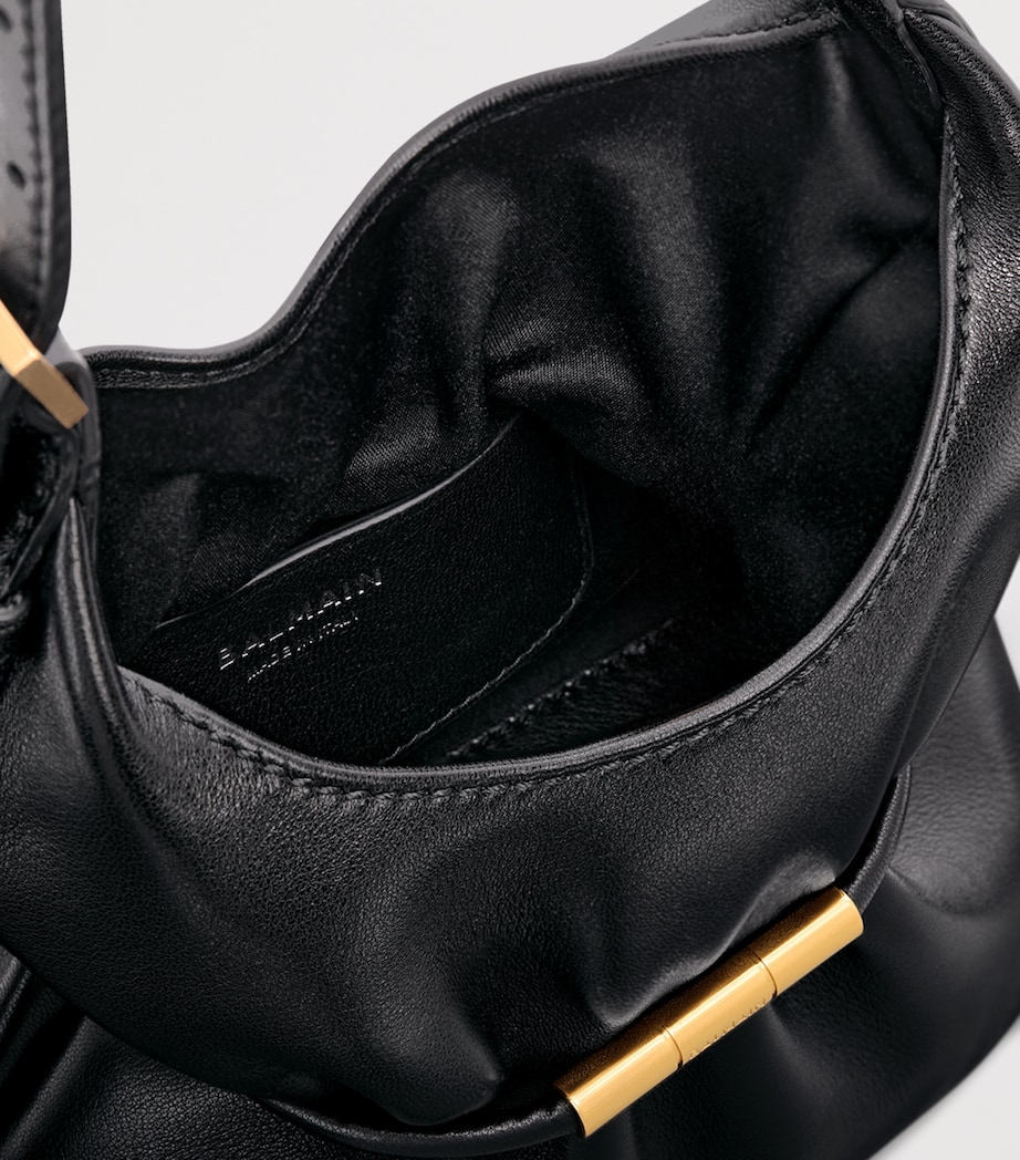 Balmain Mini Leather Sphynx Shoulder Bag Noir Image 9