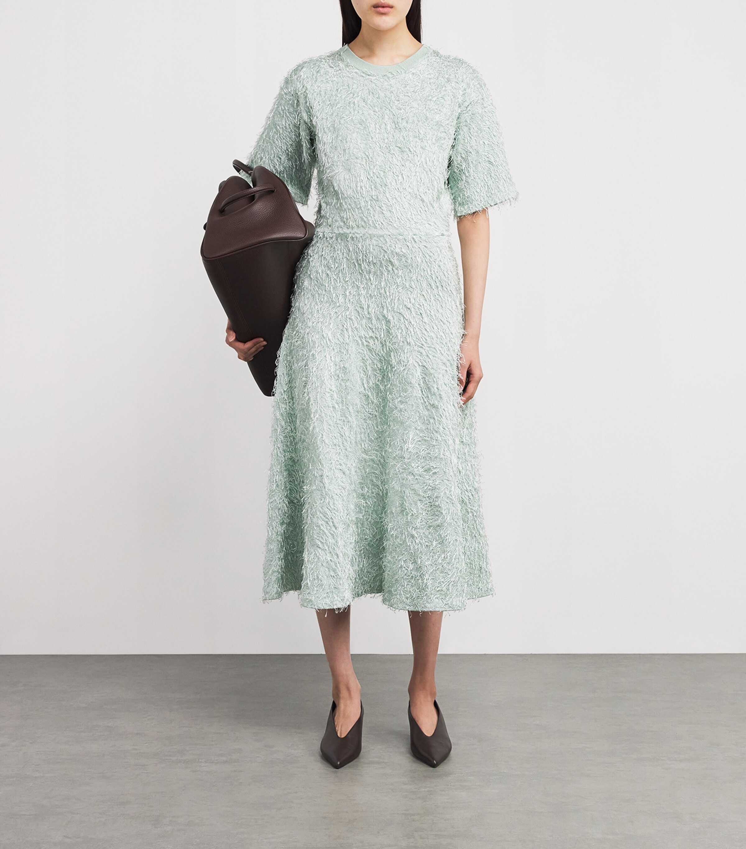 Fabiana Filippi Womens Feathered-Knit Sequin Midi Dress Verde Acqua Image 2