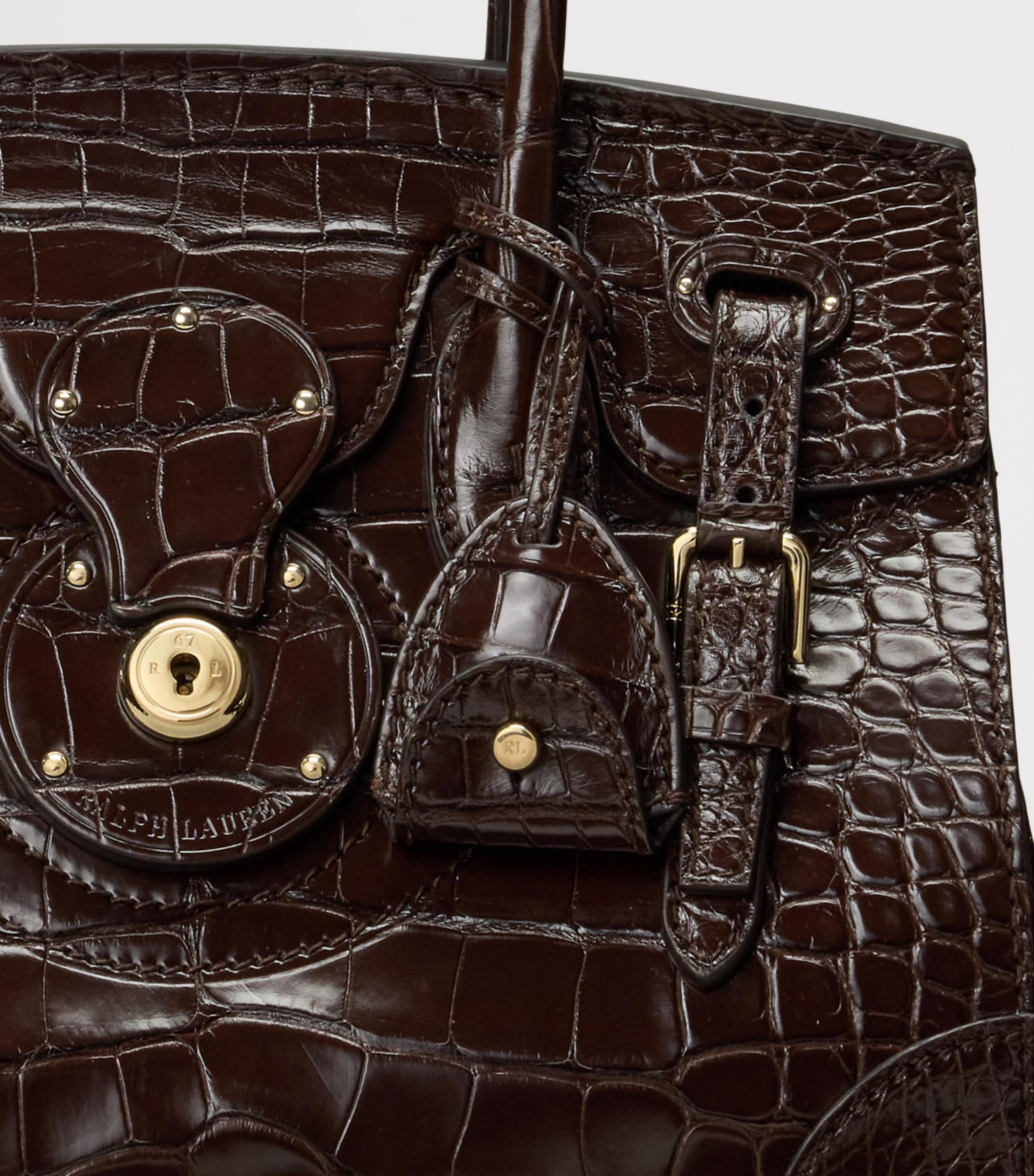 Ralph Lauren Collection Brown Alligator Leather Ricky 27 Top