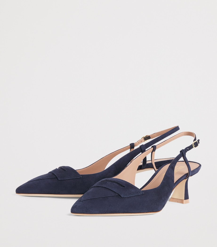 Malone Souliers x Harrods Suede Suze Slingback Pumps 45 Midnight Image 3