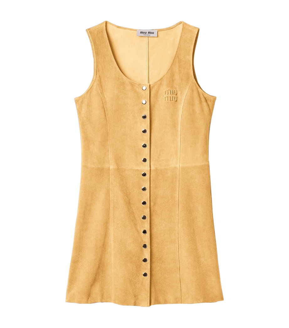 Miu Miu Womens Suede Mini Dress Neutral Image 1