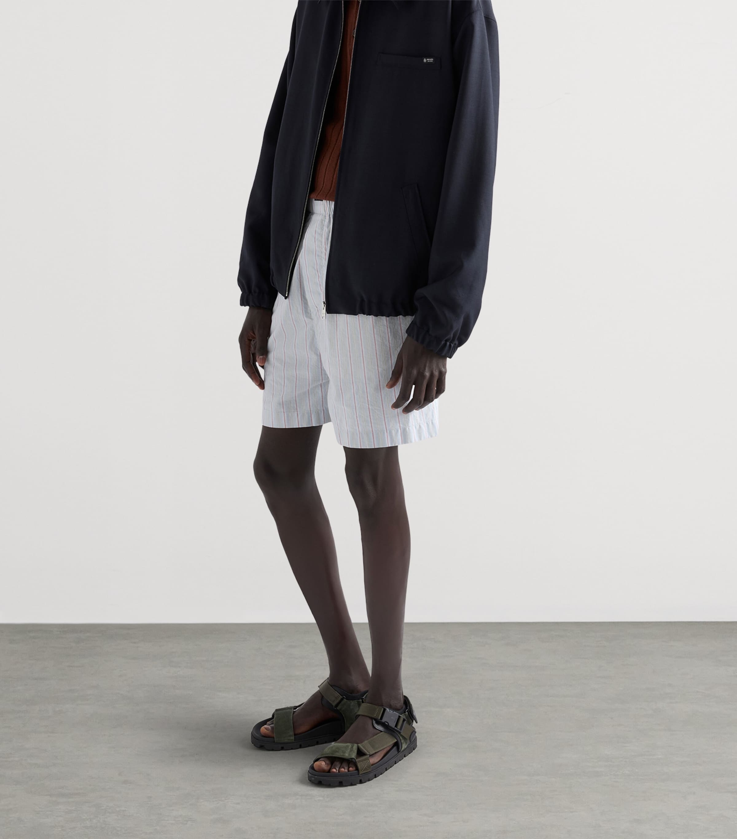 Prada Suede and Woven Tape Sandals Green Image 2
