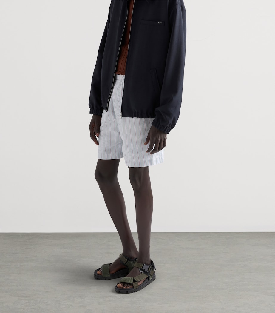 Prada Suede and Woven Tape Sandals Green Image 2
