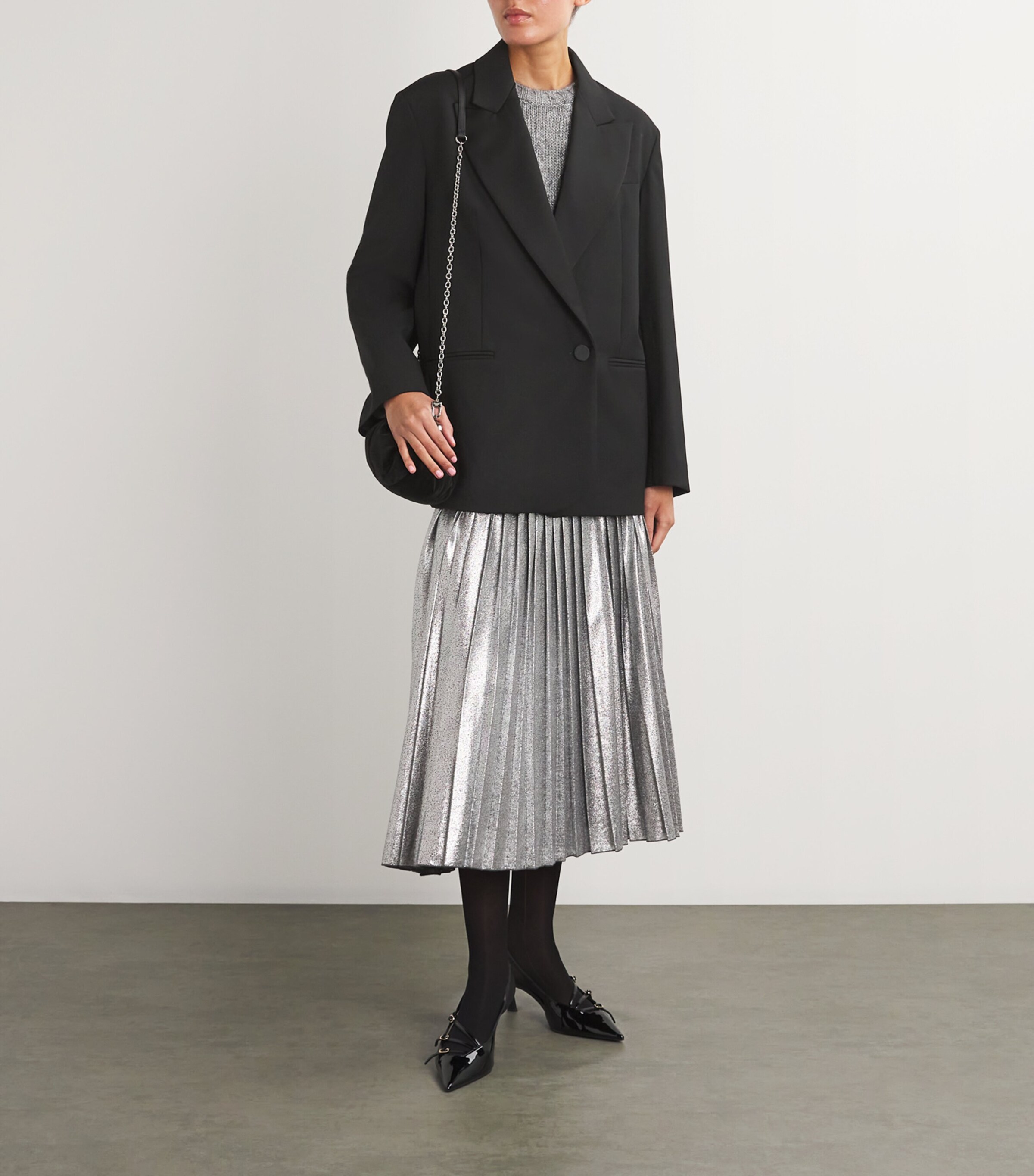 Satin-Lapel Blazer BLACK Image 2