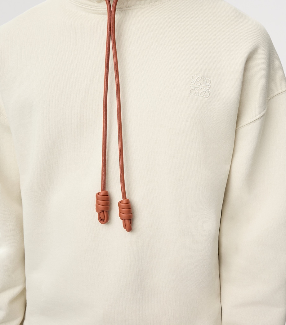 Cotton-Blend Anagram Hoodie ECRU Image 5