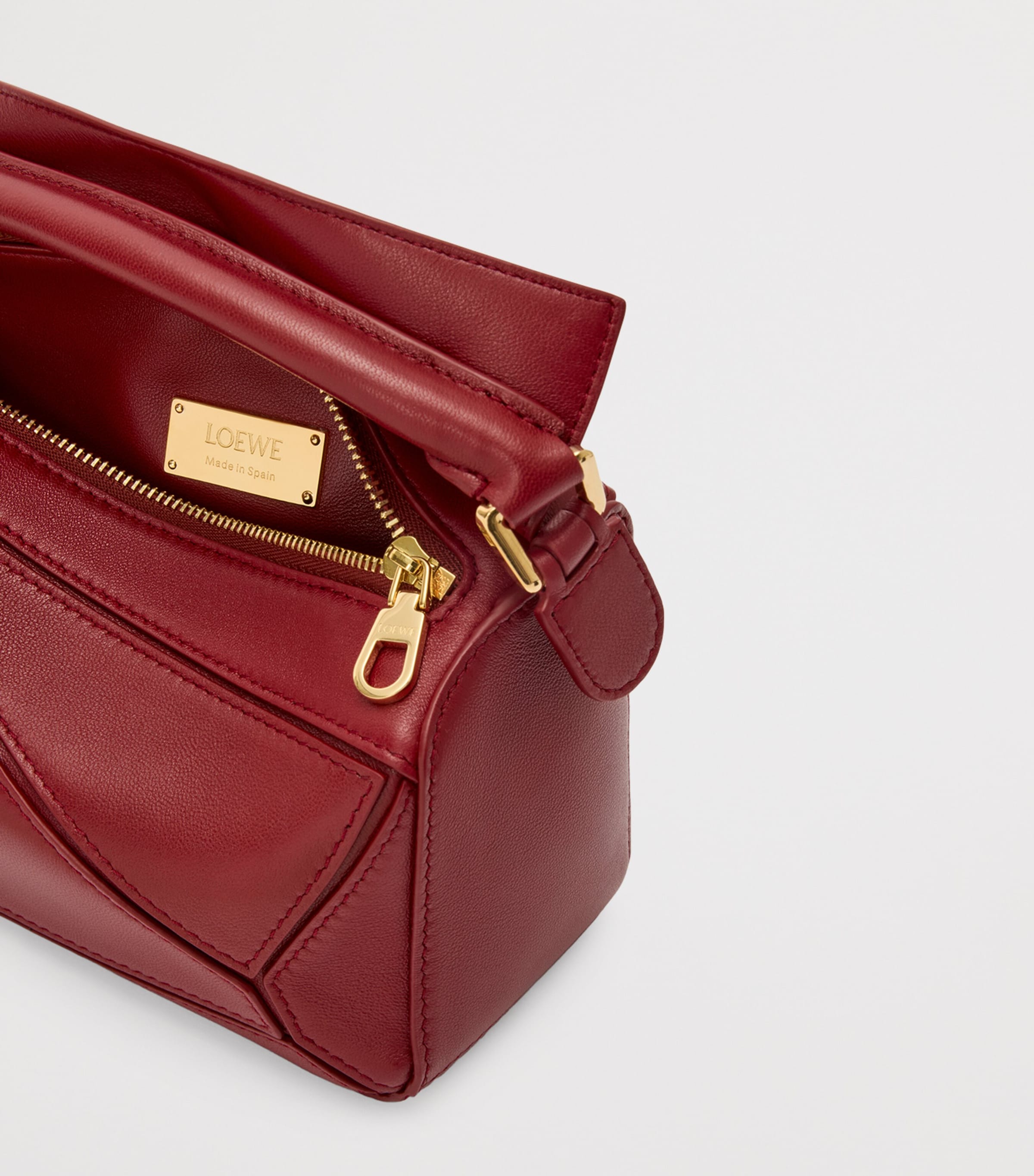 x Paula's Ibiza Mini Lambskin Puzzle Top-Handle Bag BURNT RED Image 8