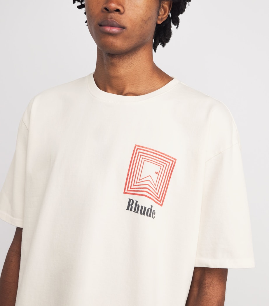 Cotton Rhude Chevron T-Shirt VINTAGE WHITE/ 0028 Image 6