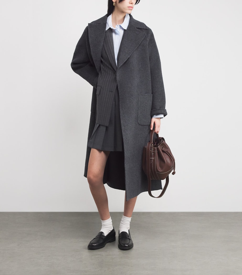 Leather Alvan Bucket Bag BURGUNDY Image 2