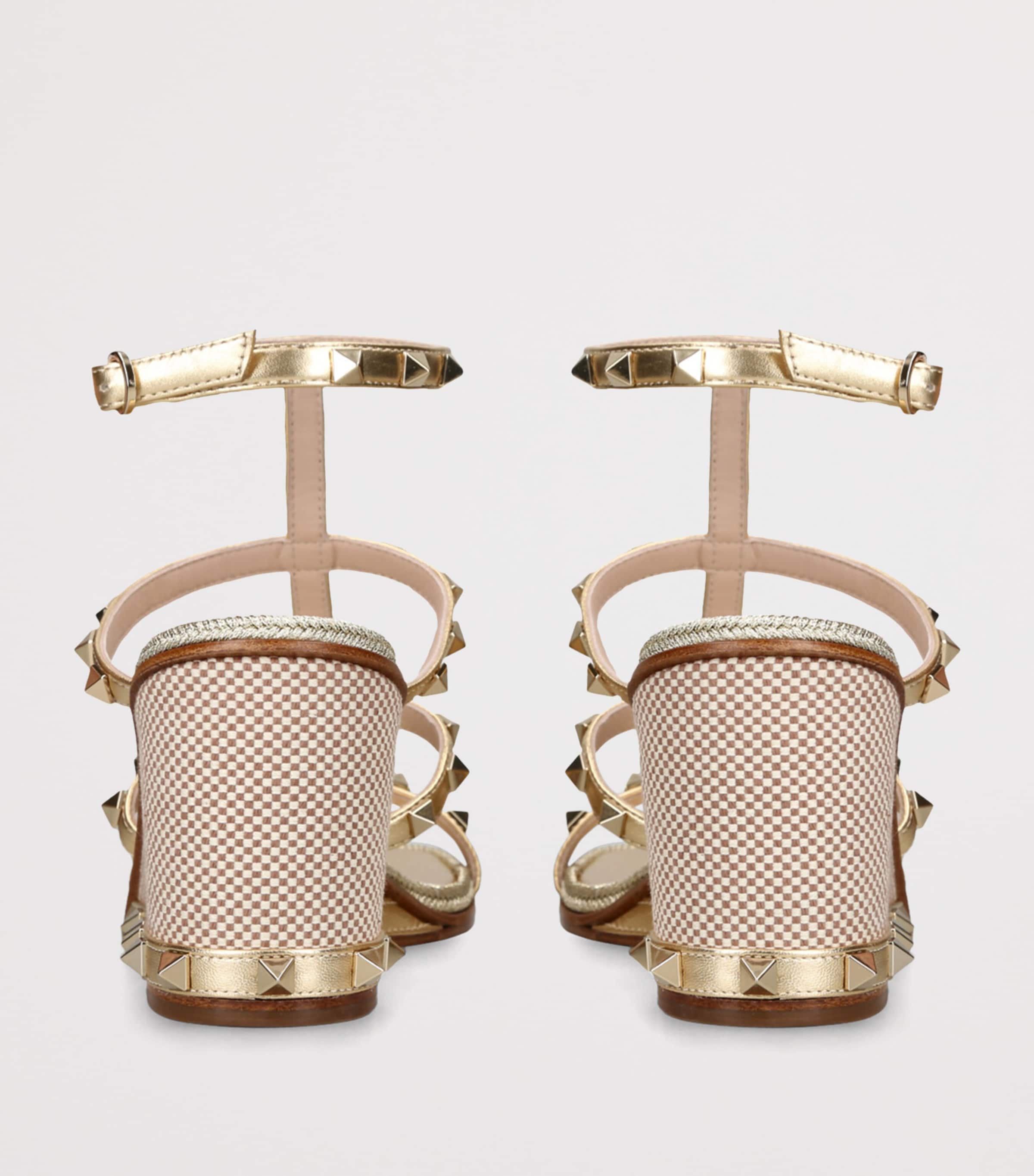 ◆VALENTINO ◆ロックスタッド80 レザーエスパドリーユ ウェッジ ロックスタッズ カーフスキン ウェッジサンダル for ウィメンズ