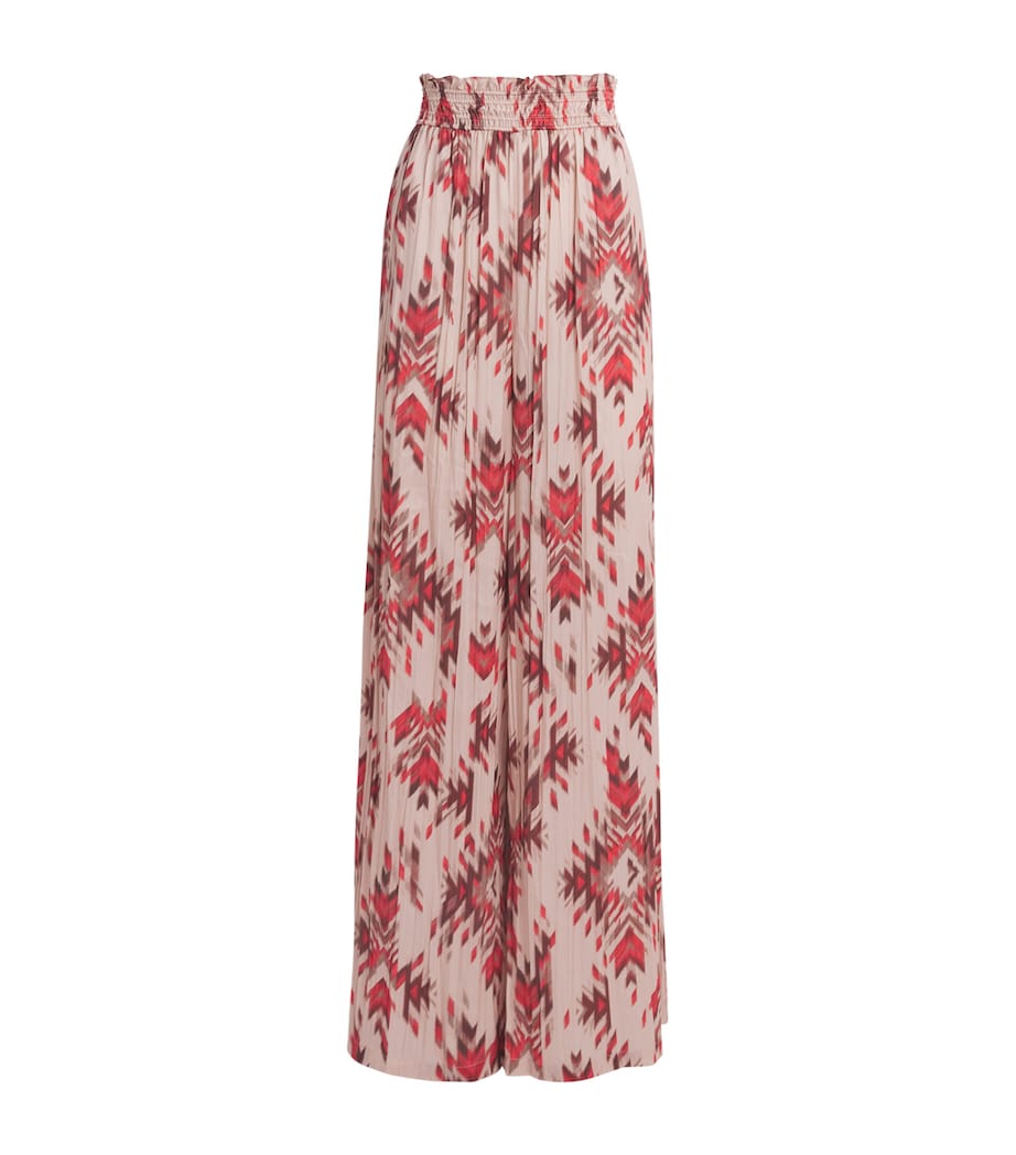 Satin Pleated Lyra Wide-Leg Trousers 2958GAM TAN MULTI Image 1